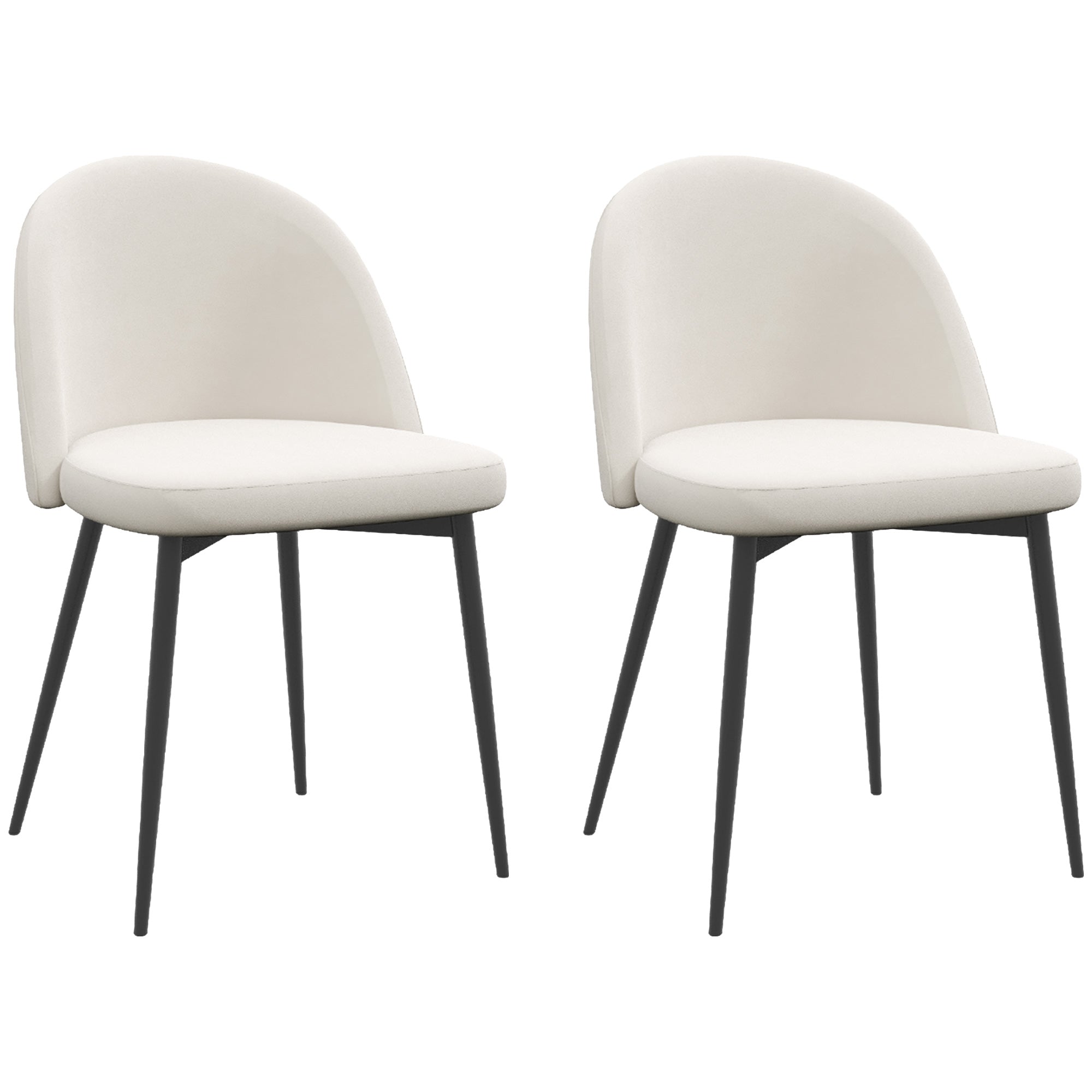 Lot de 2 chaises salle à manger chaise de cuisine scandinave chaise en velours rembourrée avec pieds effilés en métal, pour salon, salle à manger, crème