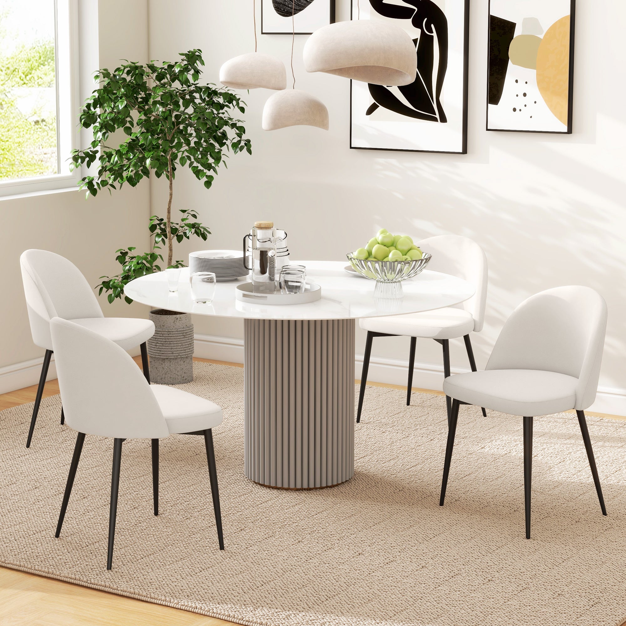 Lot de 2 chaises salle à manger chaise de cuisine scandinave chaise en velours rembourrée avec pieds effilés en métal, pour salon, salle à manger, crème
