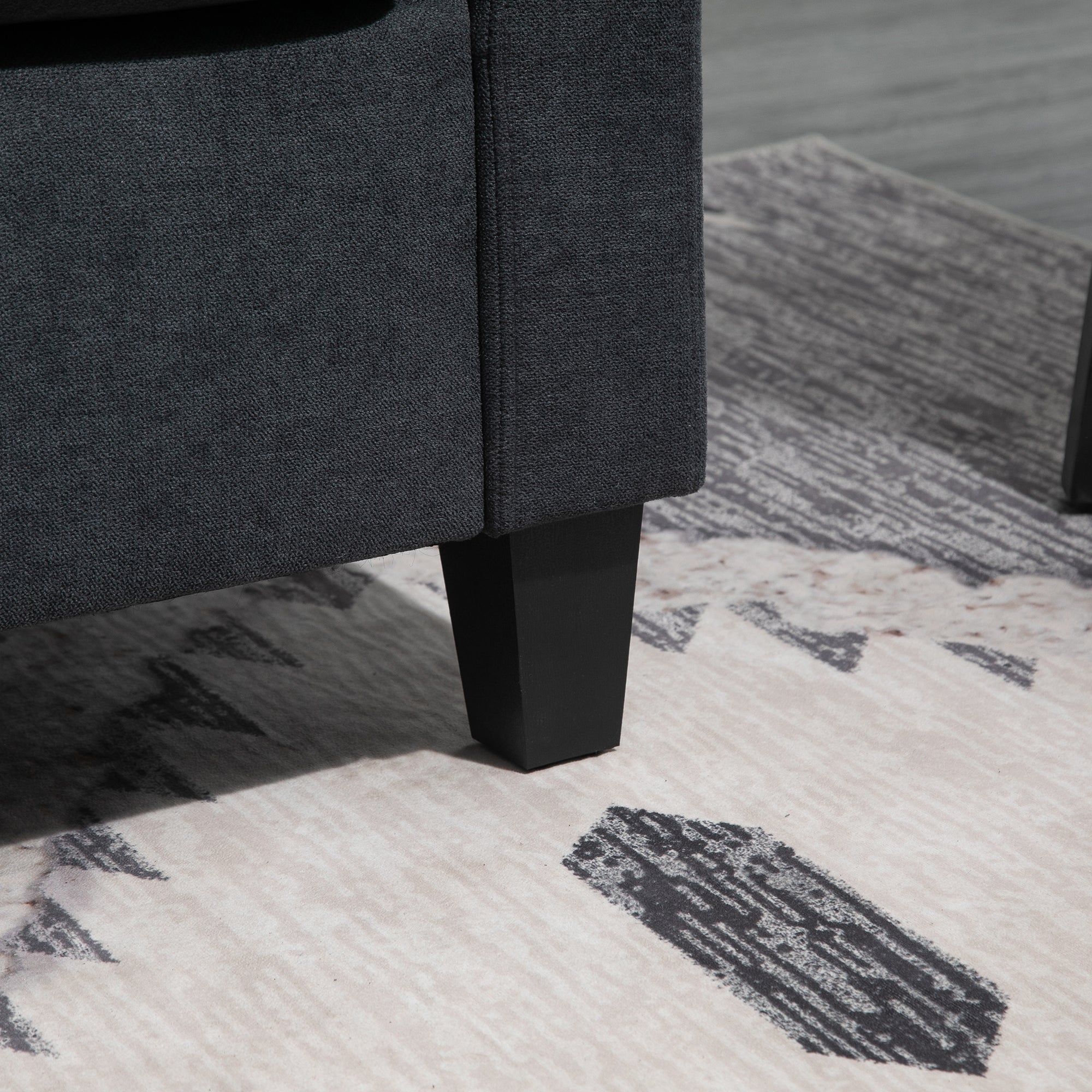 Canapé d'angle canapé 3 places avec méridienne réversible gauche ou droite pour salon, bureau, appartement, tissu polyester 197L x 139l x 91H cm gris foncé