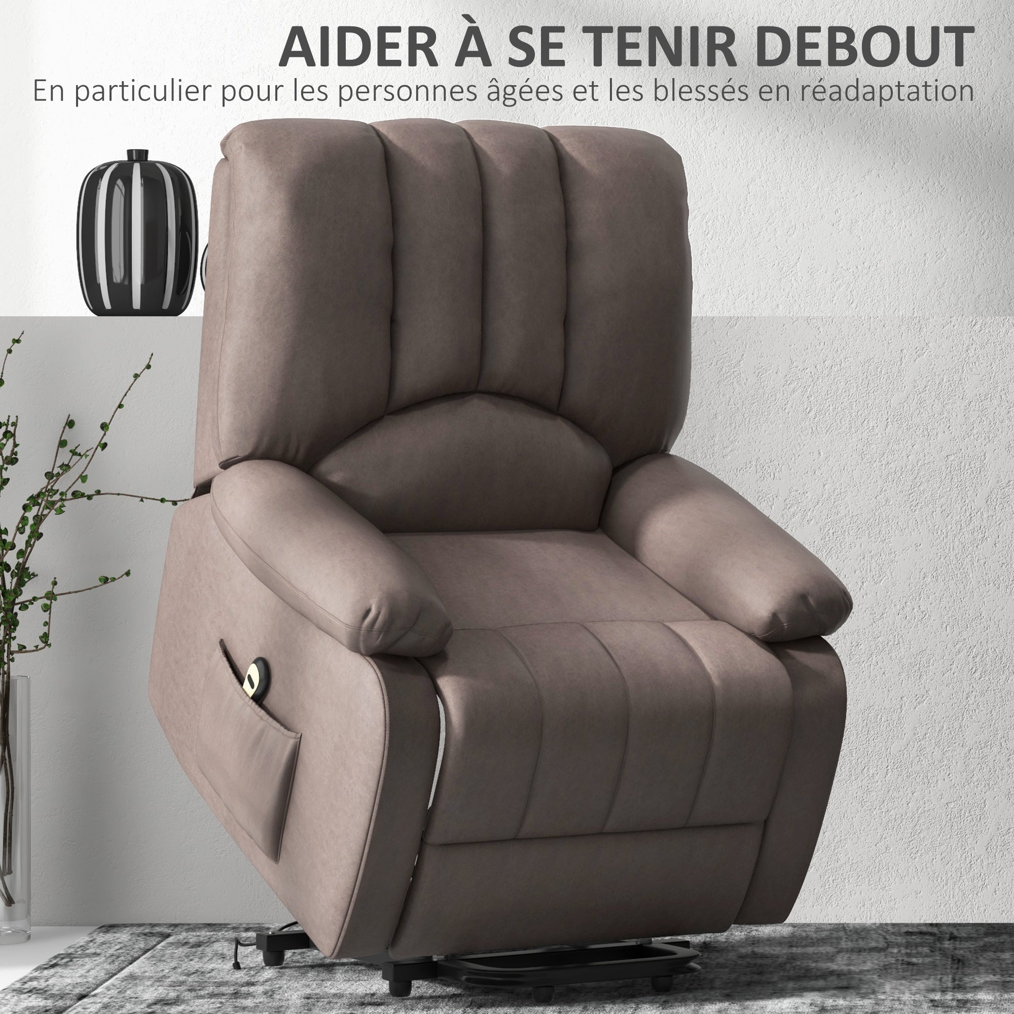Fauteuil releveur électrique Fauteuil Relax inclinable en microfibre avec Repose-Pied et télécommande - 86 x 92 x 102 cm - Gris