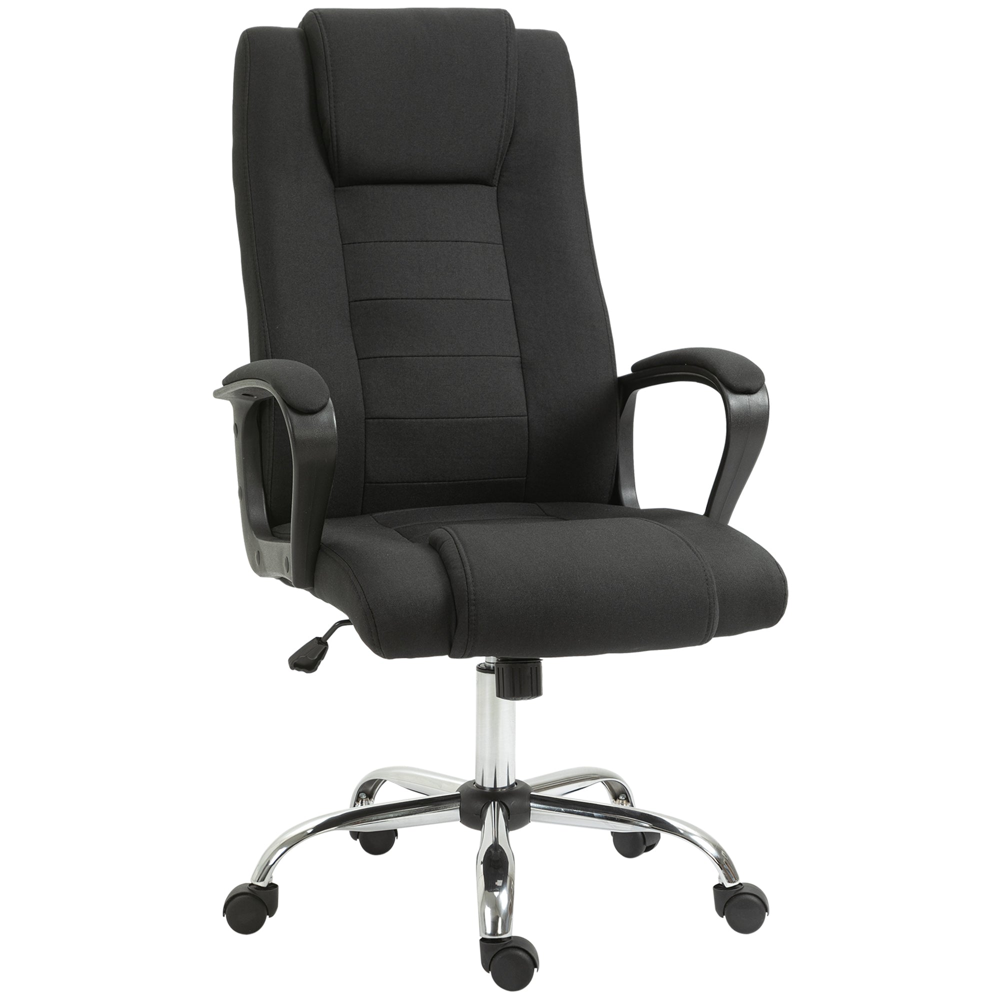 HOMCOM Fauteuil de bureau à roulettes chaise manager ergonomique pivotante hauteur réglable lin noir