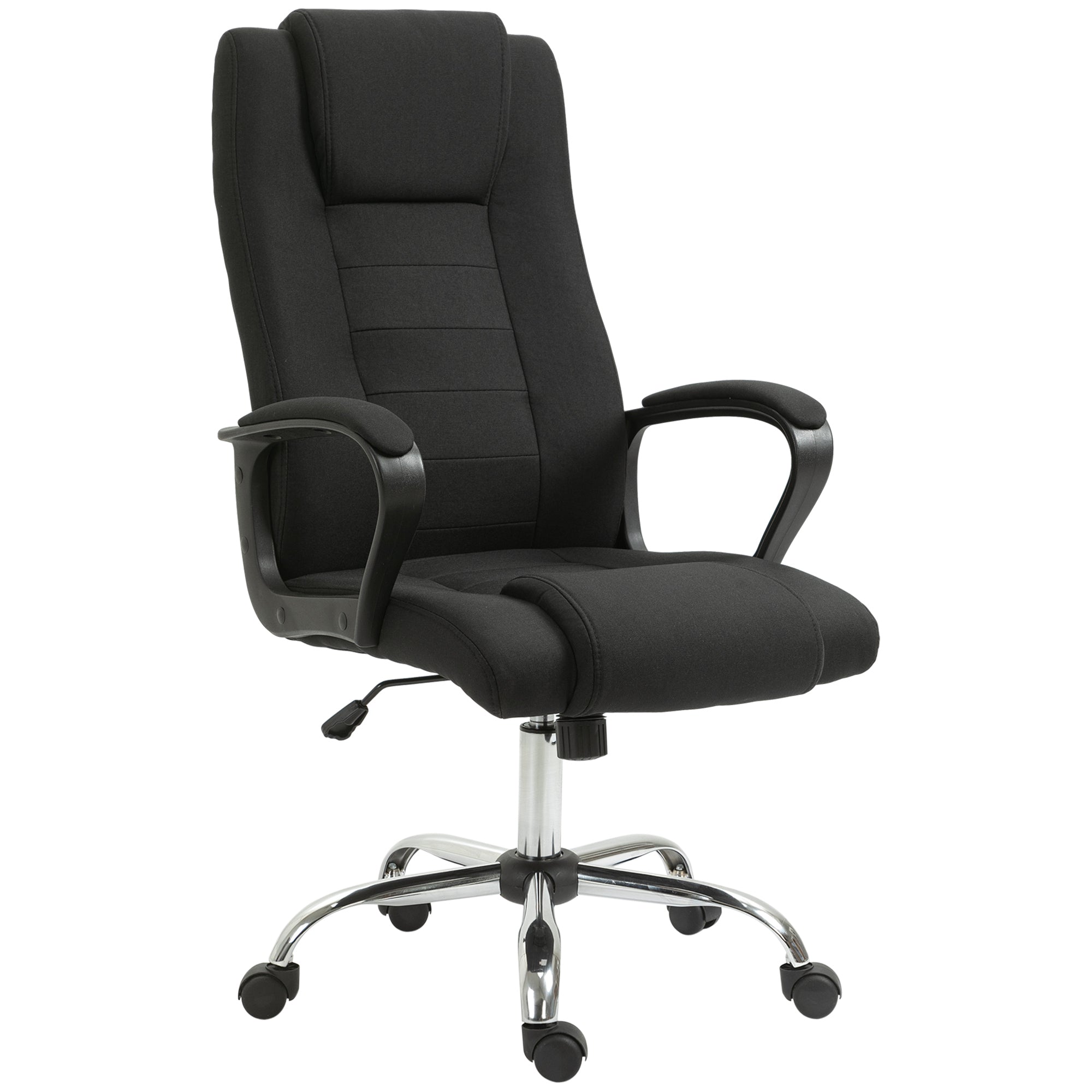 HOMCOM Fauteuil de bureau à roulettes chaise manager ergonomique pivotante hauteur réglable lin noir