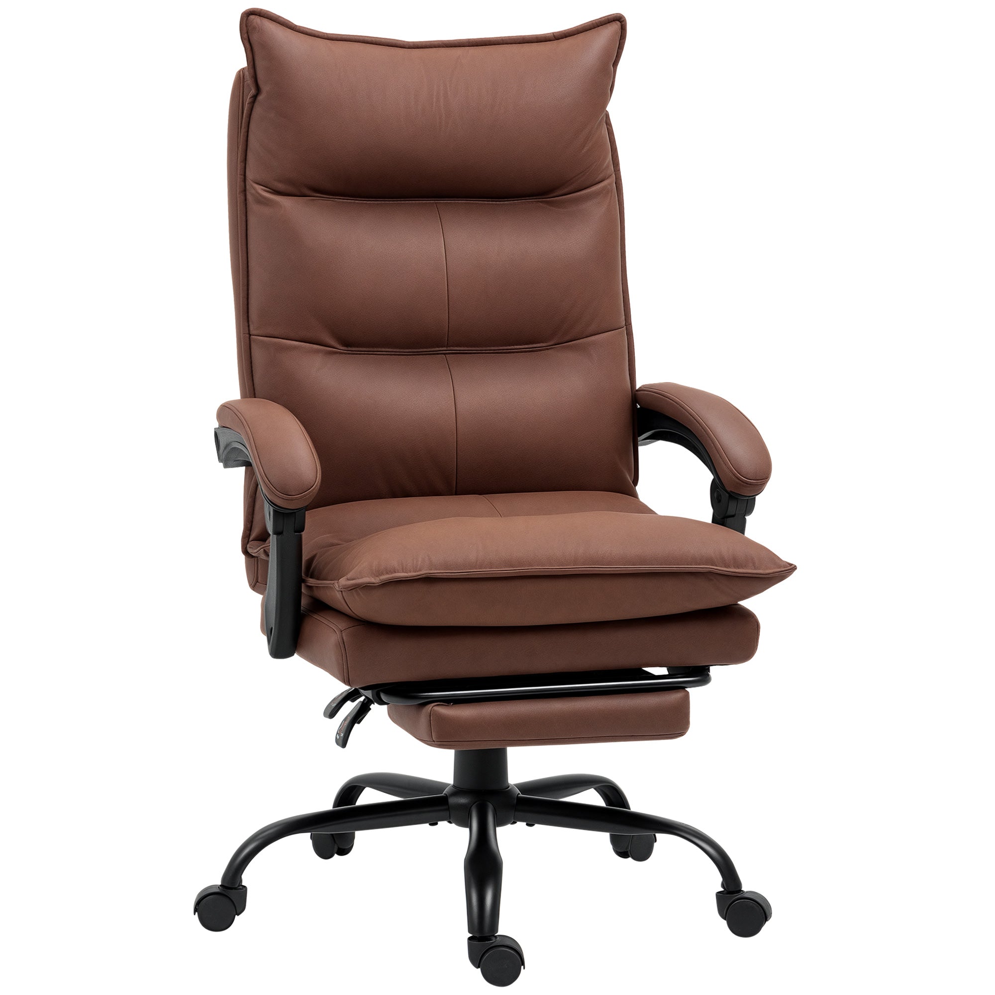 Fauteuil de bureau massant et chauffant, chaise de bureau, chaise ergonomique avec hauteur réglable, dossier inclinable et télécommande filaire, pivotant à 360°, tissu en microfibre, marron