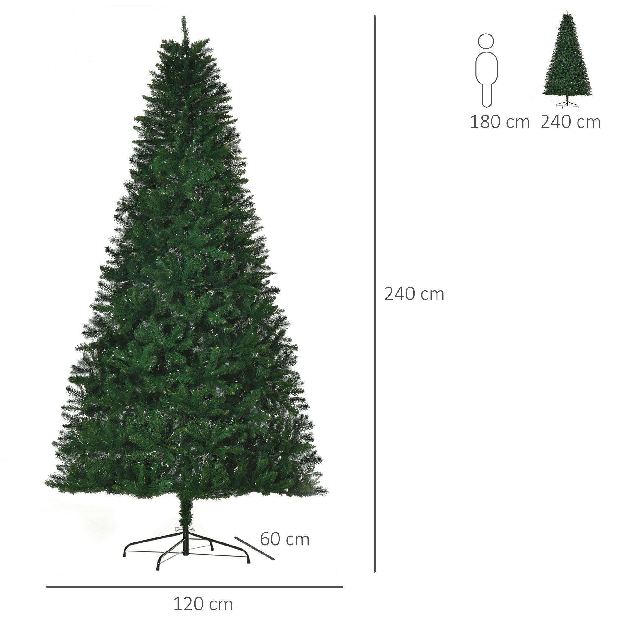 Sapin de Noël Artificiel 240H cm 1499 Branches épines Imitation Nordmann Grand réalisme Vert