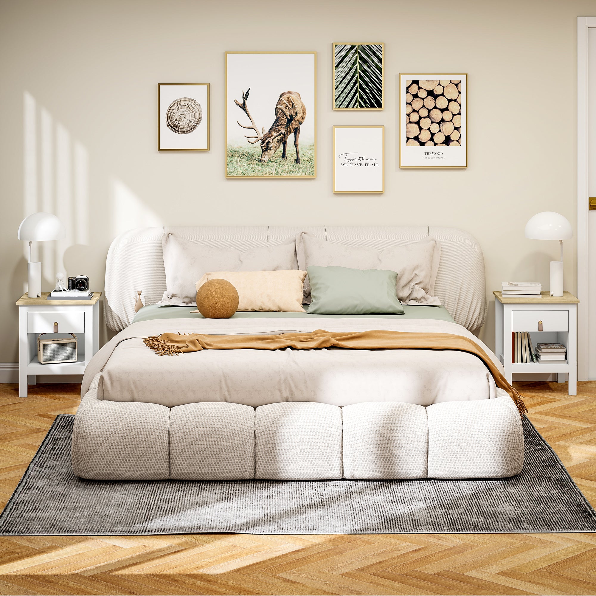 Lot de 2 tables de chevet table de nuit avec tiroir et compartiment ouvert, style moderne pour chambre à coucher, salon, 45 x 40 x 55 cm, blanc