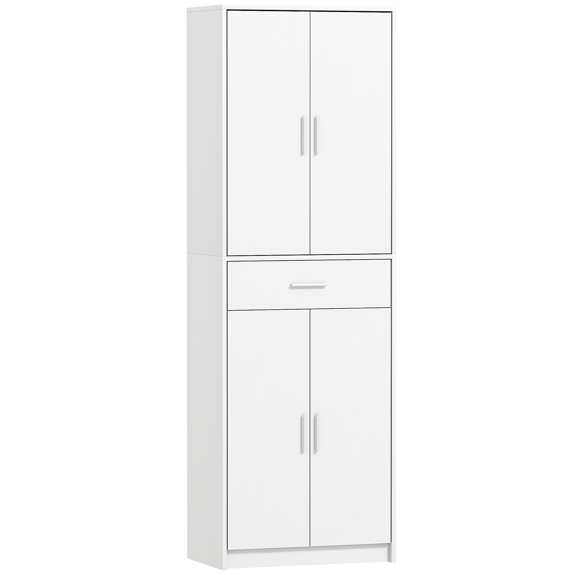 Armoire de cuisine buffet cuisine style moderne vaisselier avec placards à portes, étagères réglables et tiroir, meuble de rangement pour salle à manger, salon, 60 x 35 x 180 cm, blanc