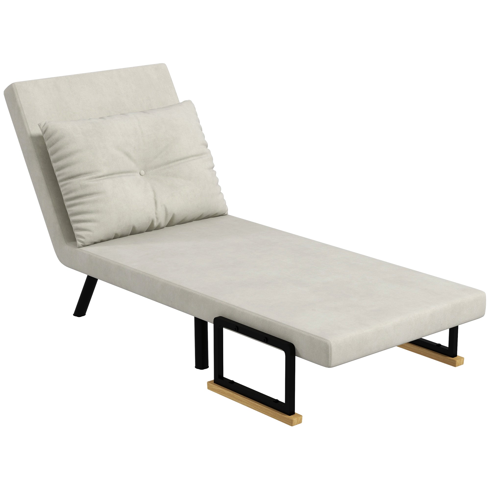 Fauteuil convertible 1 place chauffeuse 4 en 1 canapé convertible fauteuil lit avec dossier réglable en 5 positions, coussin inclus, canapé-lit 1 place pour invités, salon, charge 120 kg crème