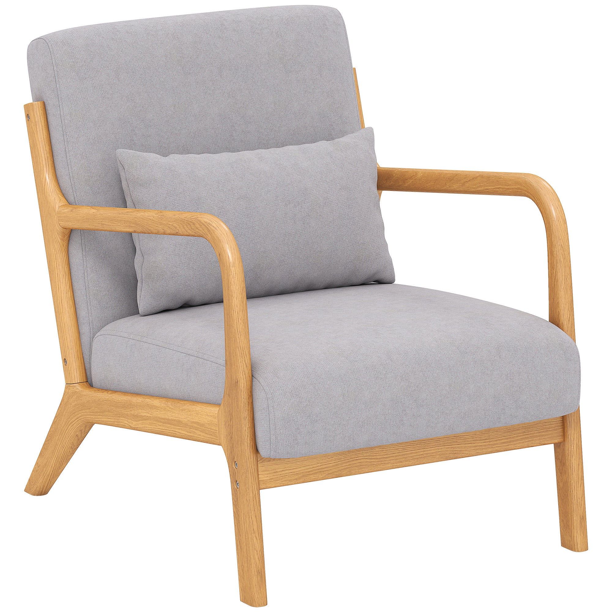Fauteuil de salon avec cadre en bois massif fauteuil lounge - assise profonde - accoudoirs - aspect velours gris