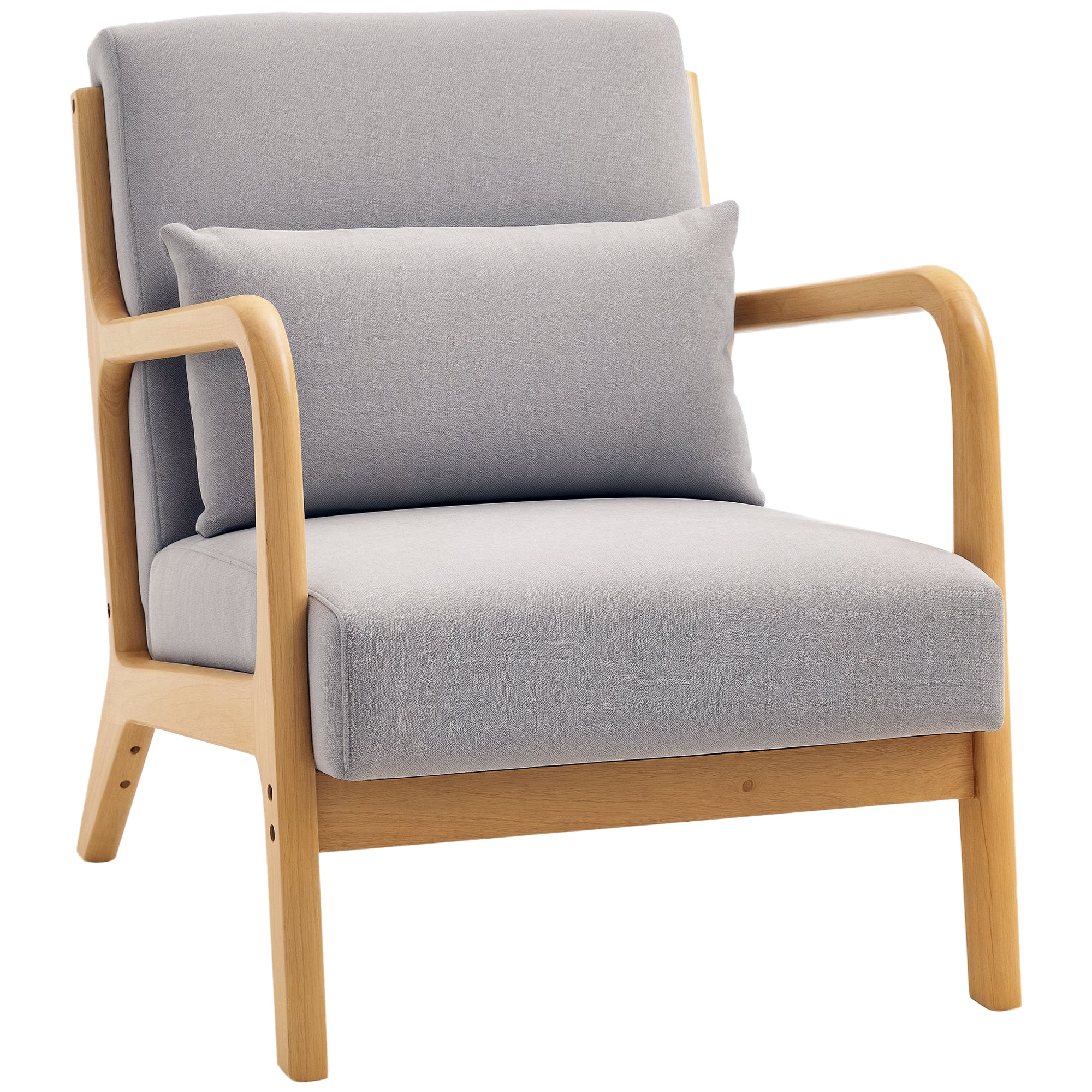 Fauteuil de salon avec cadre en bois massif fauteuil lounge - assise profonde - accoudoirs - aspect velours gris