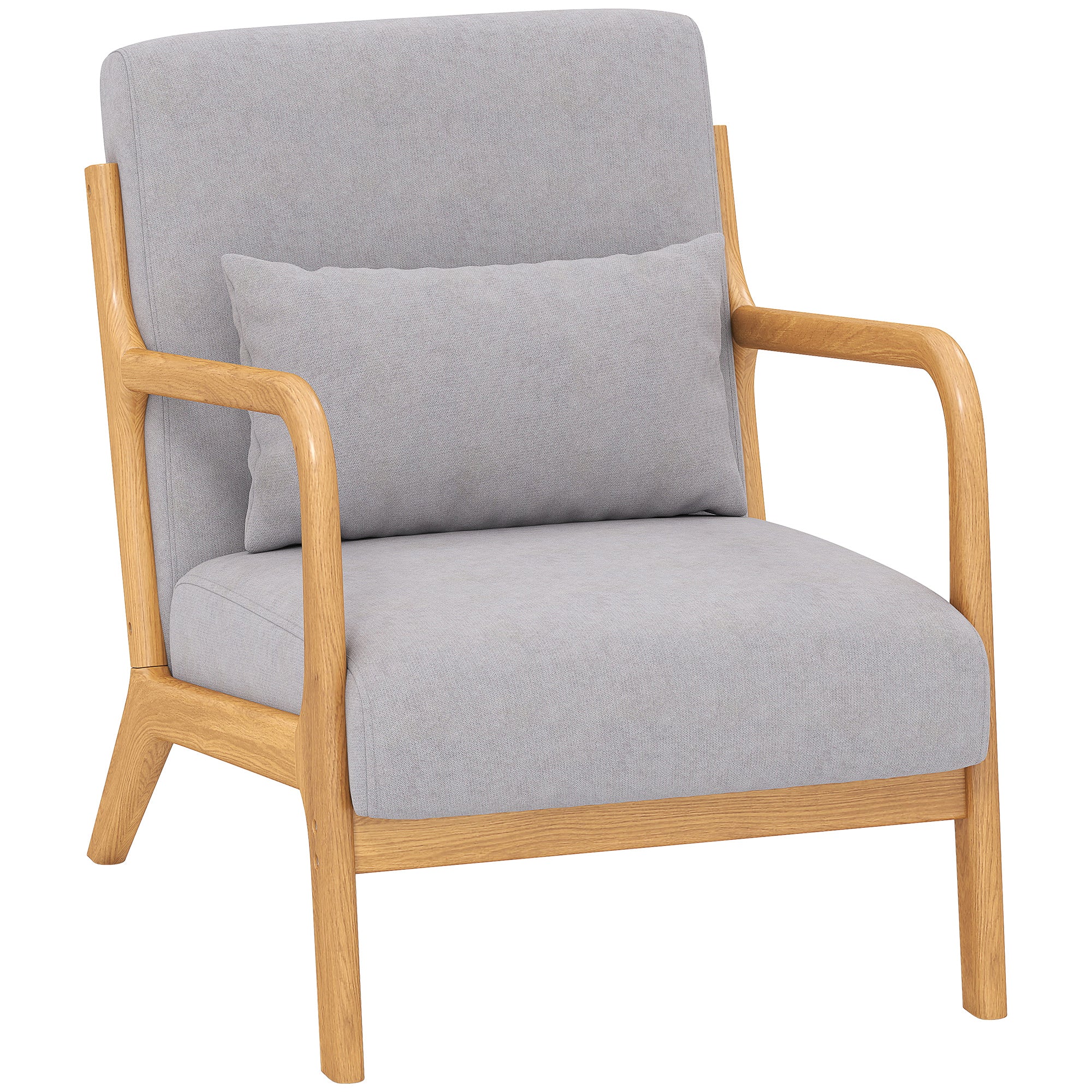 Fauteuil de salon avec cadre en bois massif fauteuil lounge - assise profonde - accoudoirs - aspect velours gris