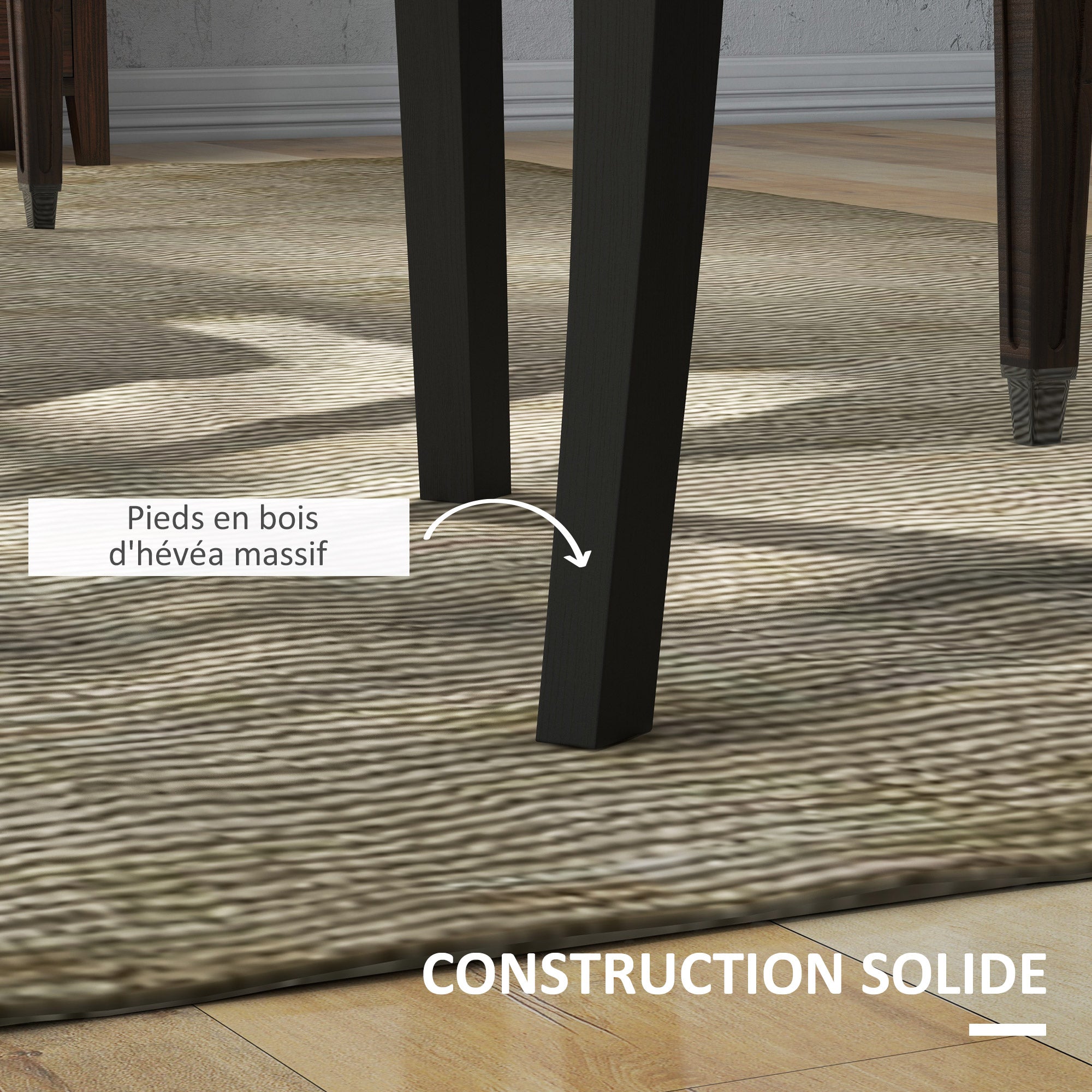 Lot de 2 chaises de Salle à Manger Chaise de cuicine Grand Confort Pieds en Bois Lin 47 x 61 x 101 cm gris foncé