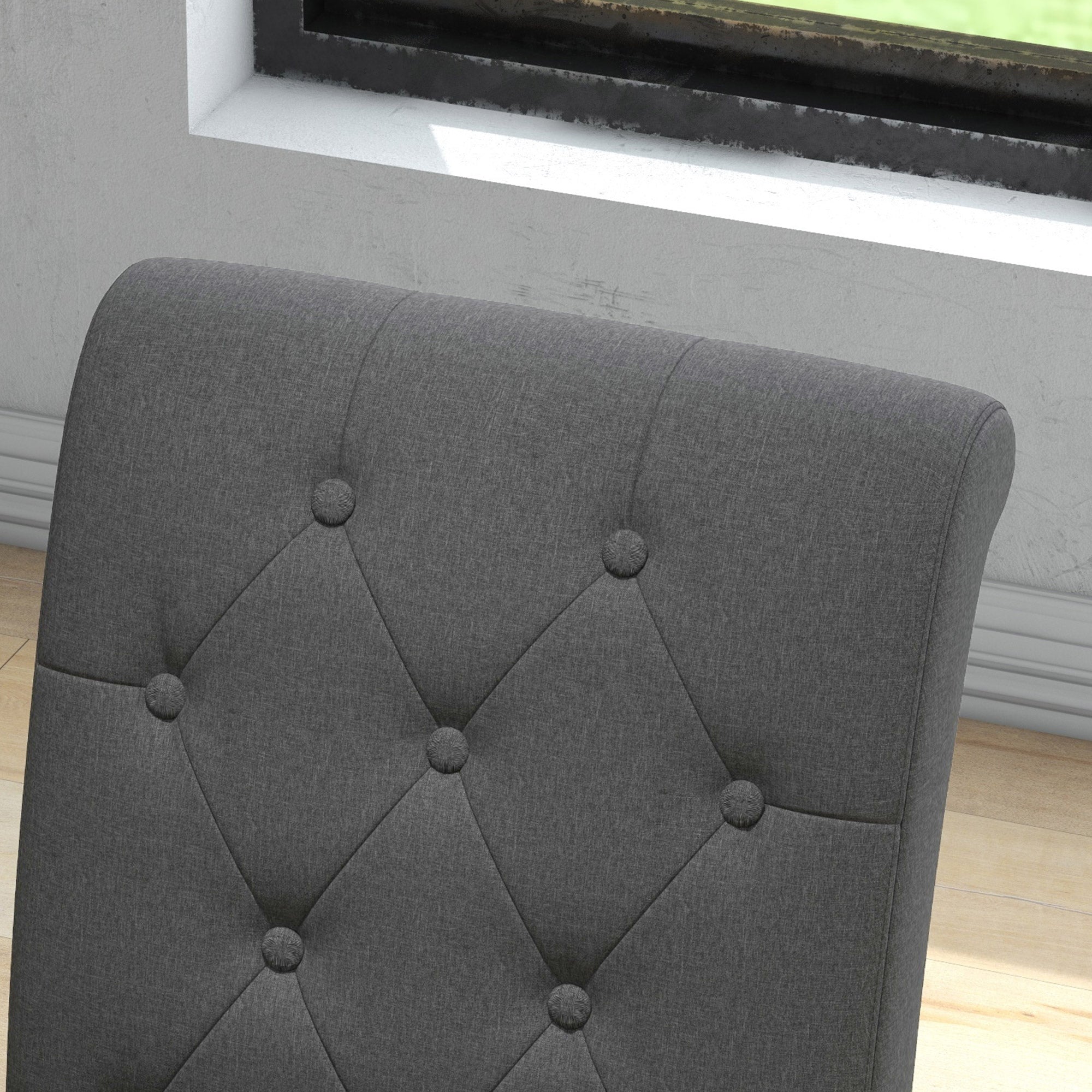 Lot de 2 chaises de Salle à Manger Chaise de cuicine Grand Confort Pieds en Bois Lin 47 x 61 x 101 cm gris foncé