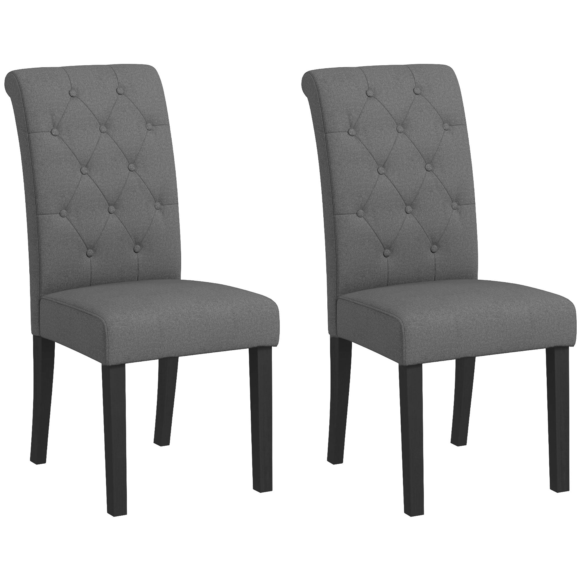 Lot de 2 chaises de Salle à Manger Chaise de cuicine Grand Confort Pieds en Bois Lin 47 x 61 x 101 cm gris foncé