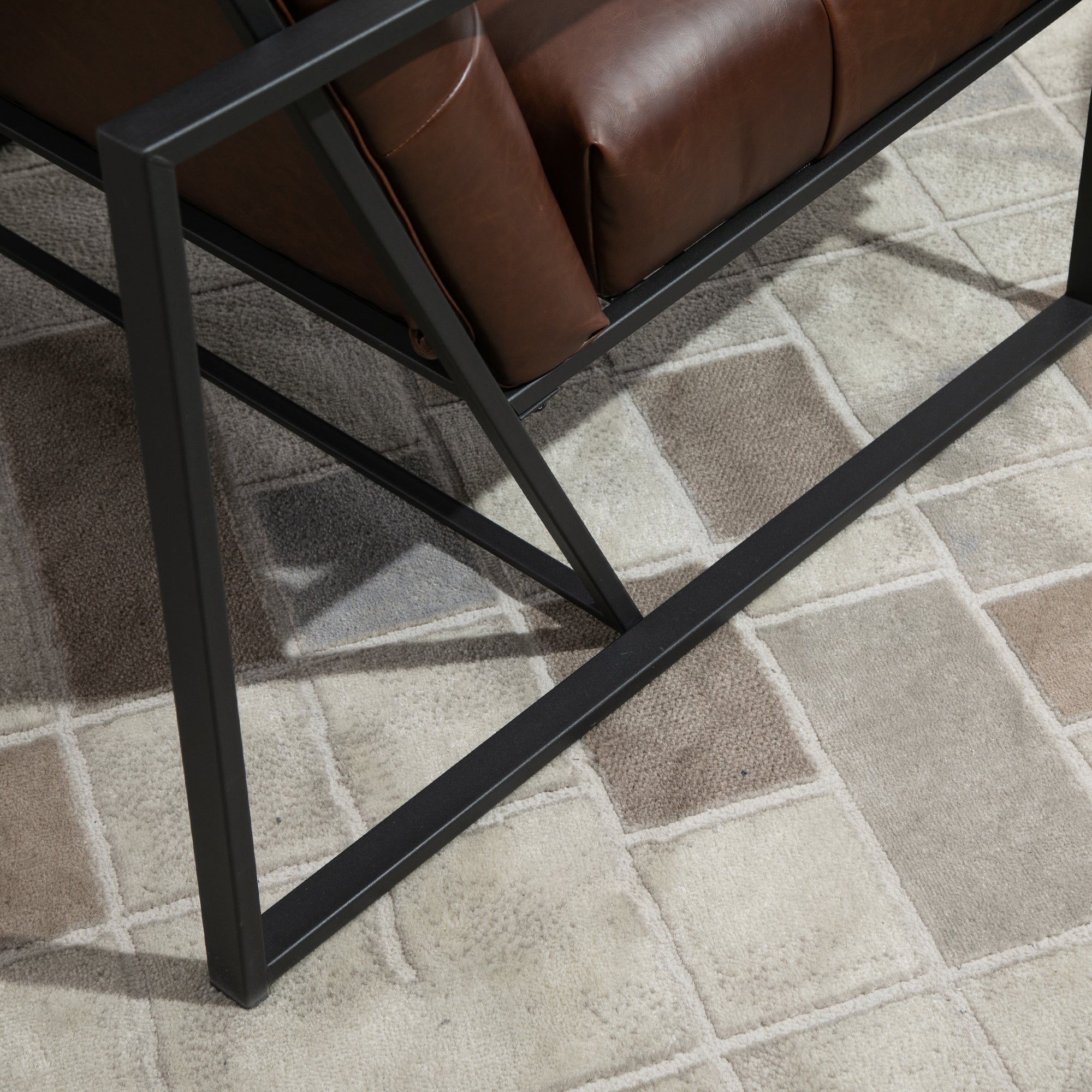 Fauteuil de salon Chesterfield Fauteuil Relax Assise Dossier capitonnés Structure métal Noir revêtement synthétique Chocolat