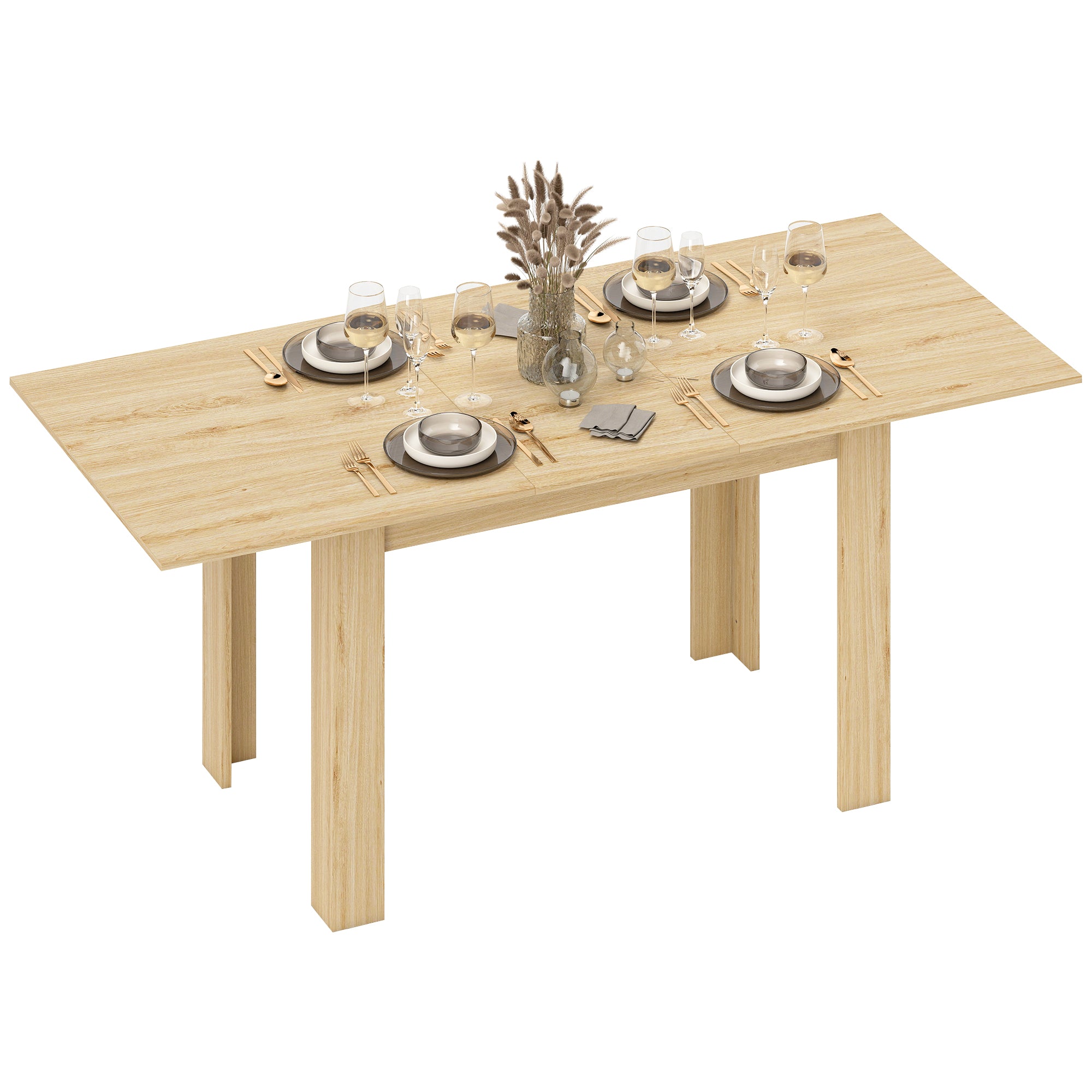 Table à manger extensible, table de cuisine rectangulaire, pour 6-8 personnes, pour petits espaces, design moderne, 140-180 x 80 cm, effet bois naturel