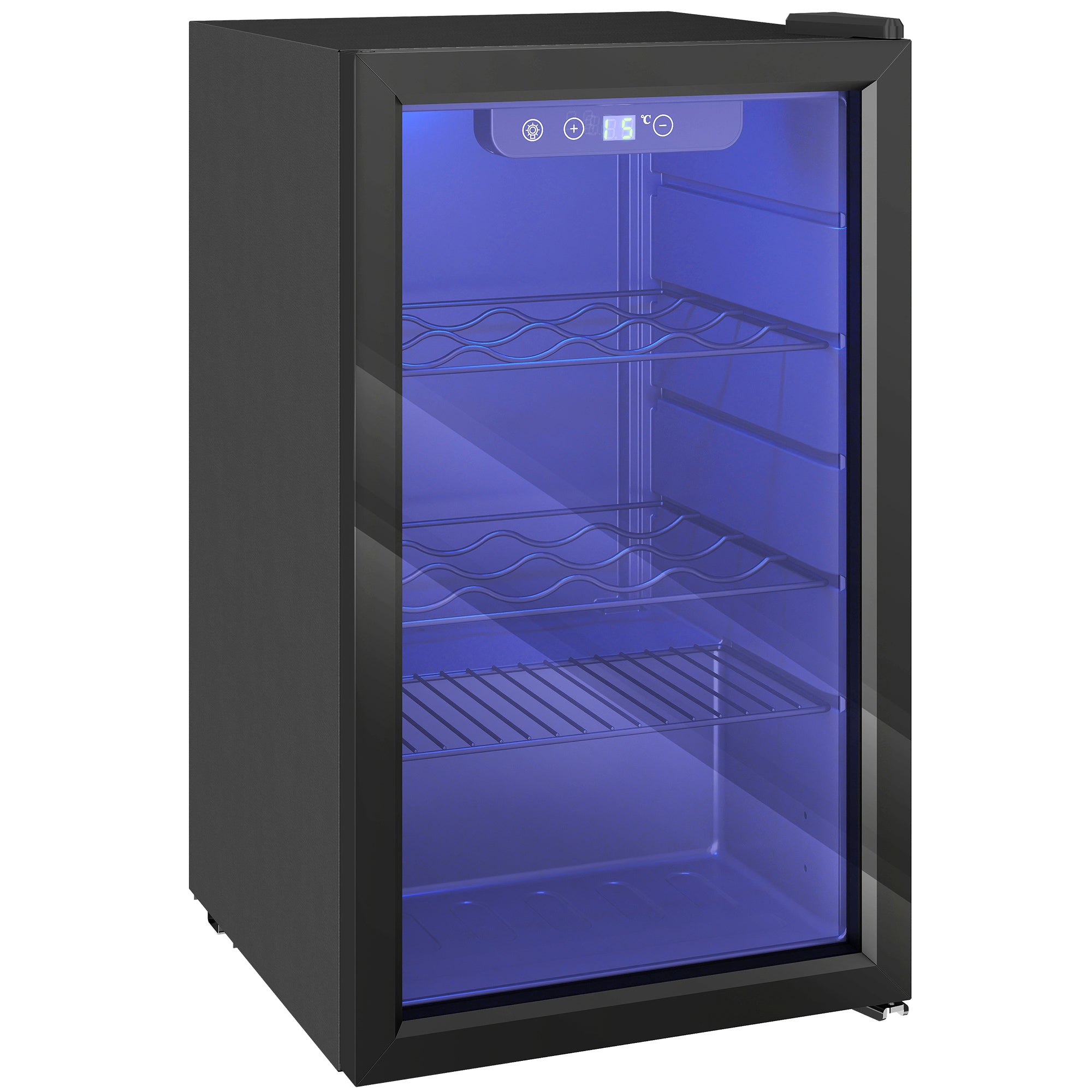 Cave à vin 24 bouteilles 68L, réfrigérateur à vin et boissons avec température réglable 4-16 °C, porte réversible en verre trempé double, éclairage LED, écran tactile et étagère amovible, noir