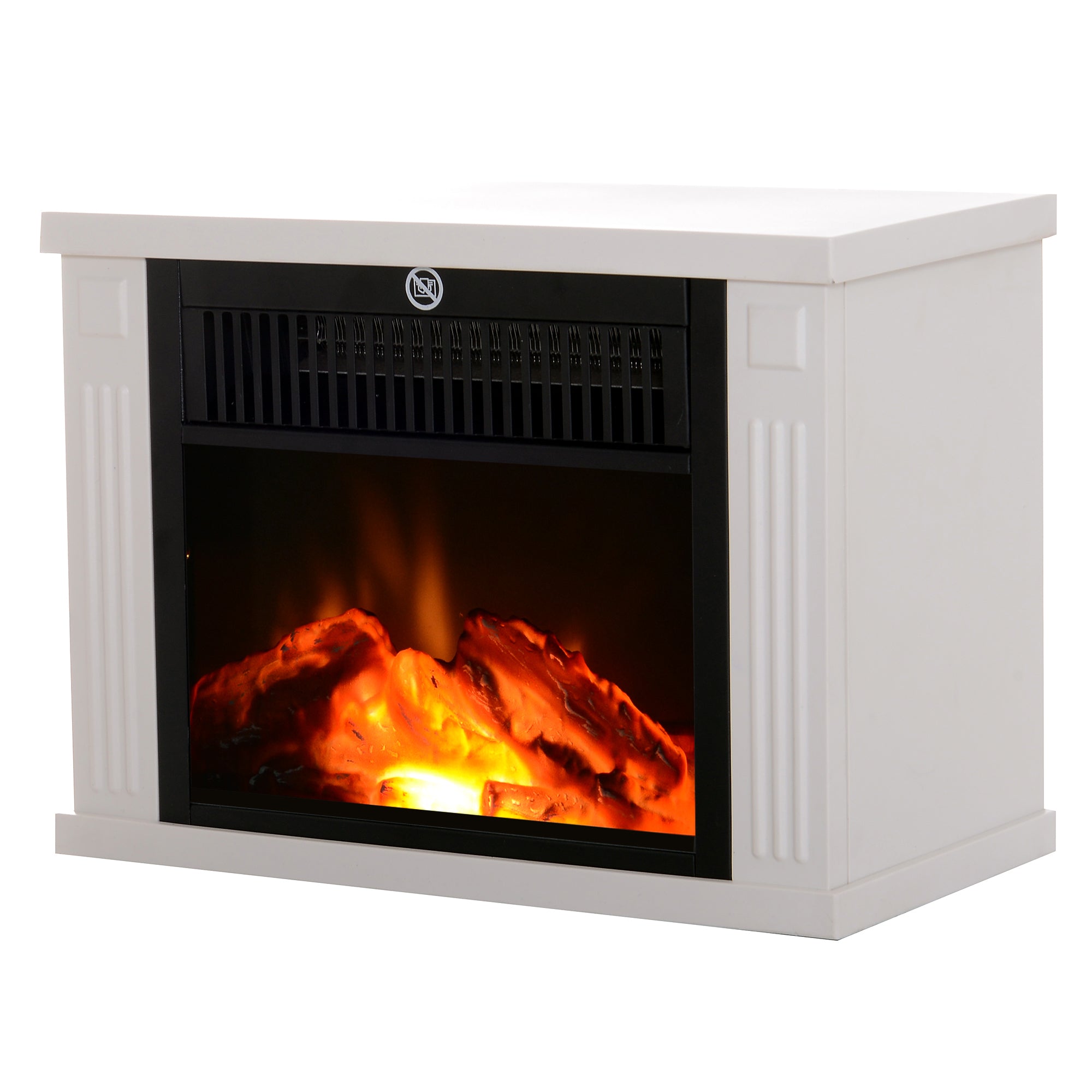 Cheminée électrique poêle Style Contemporain Thermostat 600-1200 W Blanc