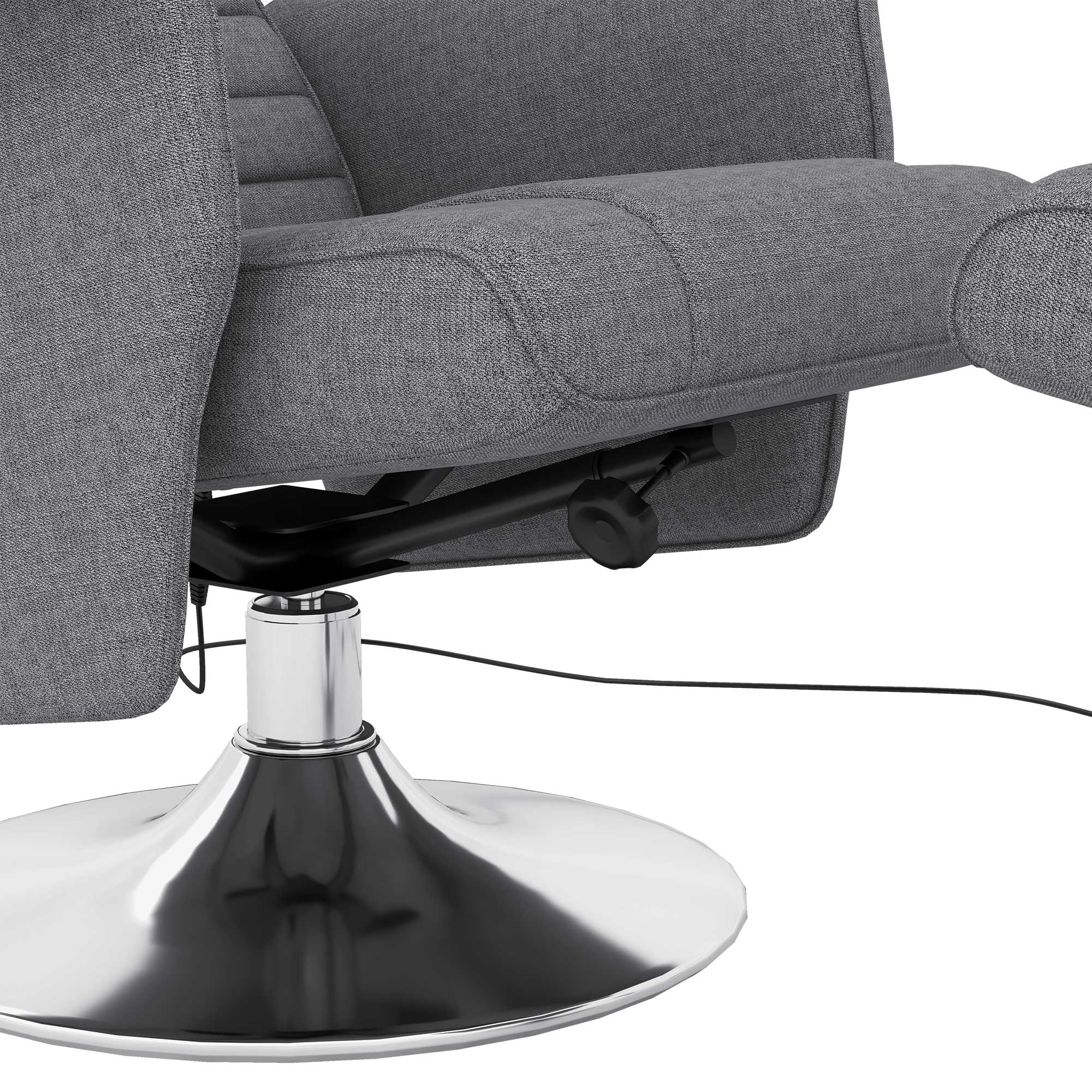 Fauteuil relax massant par vibrations avec pouf, fauteuil TV avec fonction chaise longue, siège pivotant à 360° assise rembourrée confortable, pour salon, chambre, tissu effet lin, gris foncé