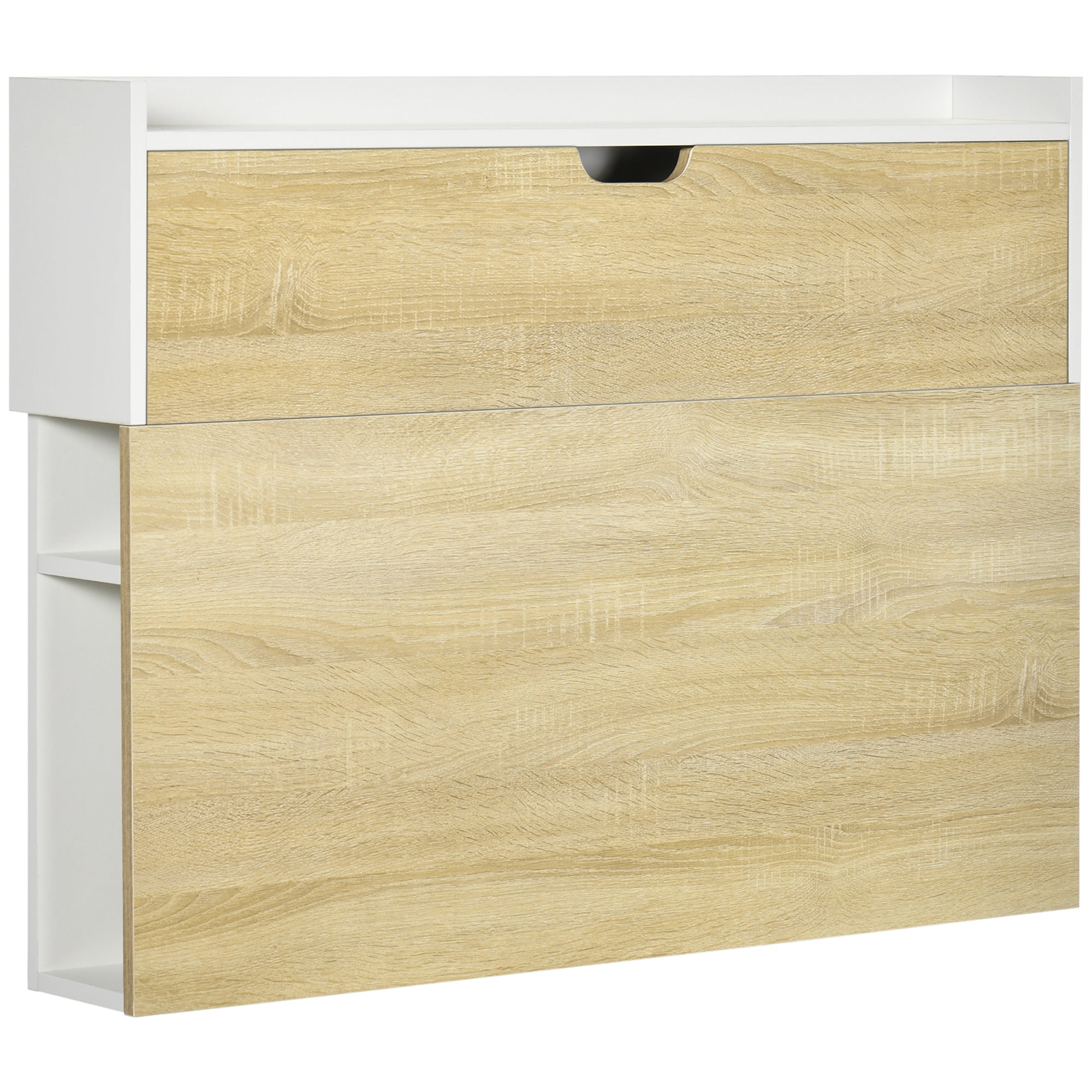 Bureau pliable mural avec étagères de rangement et placard, bureau rabattable, table murale pliante, gain de place idéal pour salon, salle à manger, petit espace, effet bois naturel