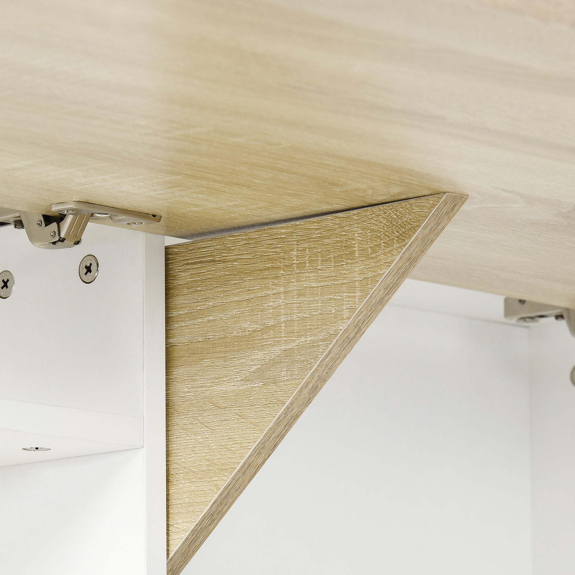 Bureau pliable mural avec étagères de rangement et placard, bureau rabattable, table murale pliante, gain de place idéal pour salon, salle à manger, petit espace, effet bois naturel