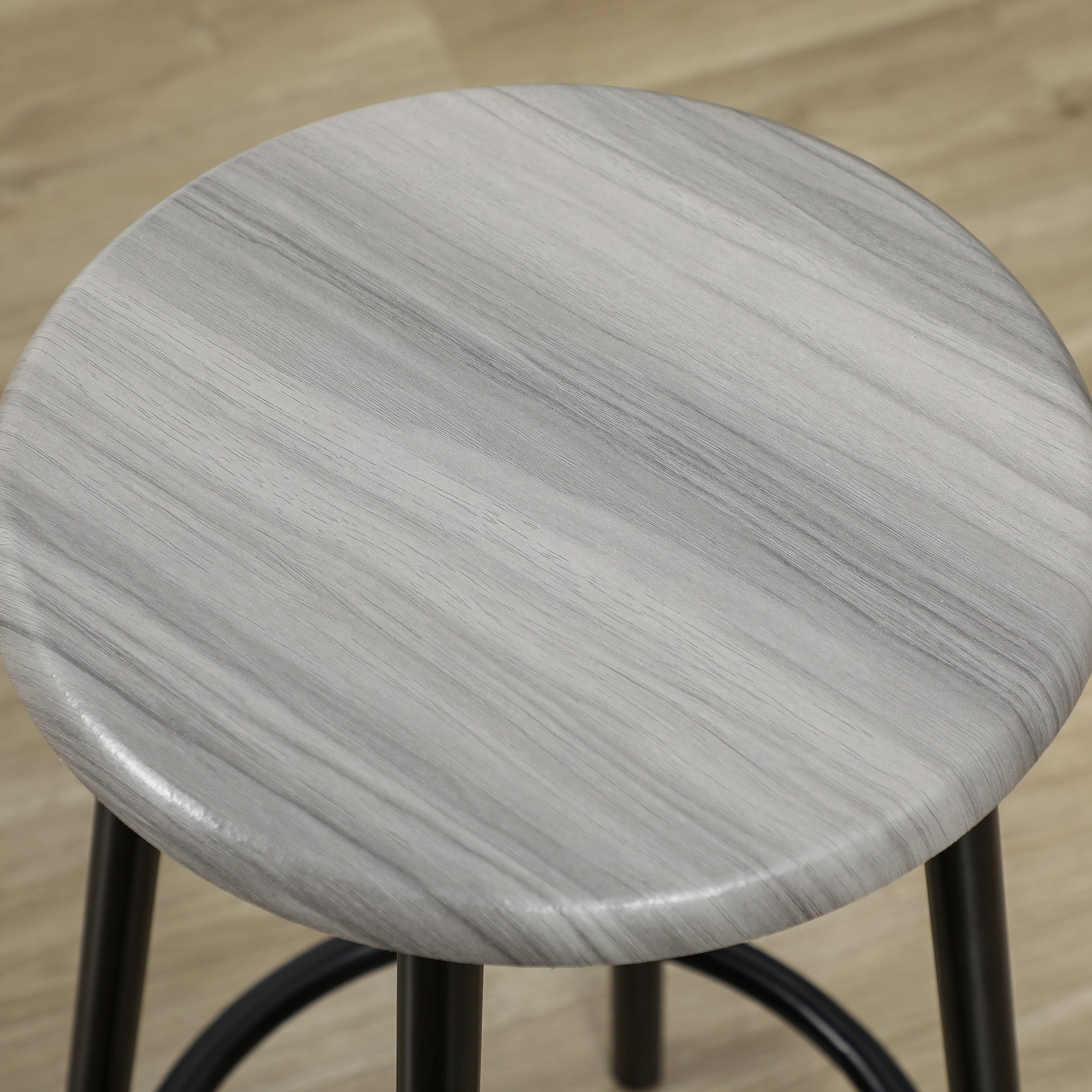 Ensemble table de bar bistrot avec 4 tabourets de bar, ensemble table haute cuisine et tabourets, avec repose-pieds, style moderne, structutre en métal, pour cuisine, salle à manger, gris