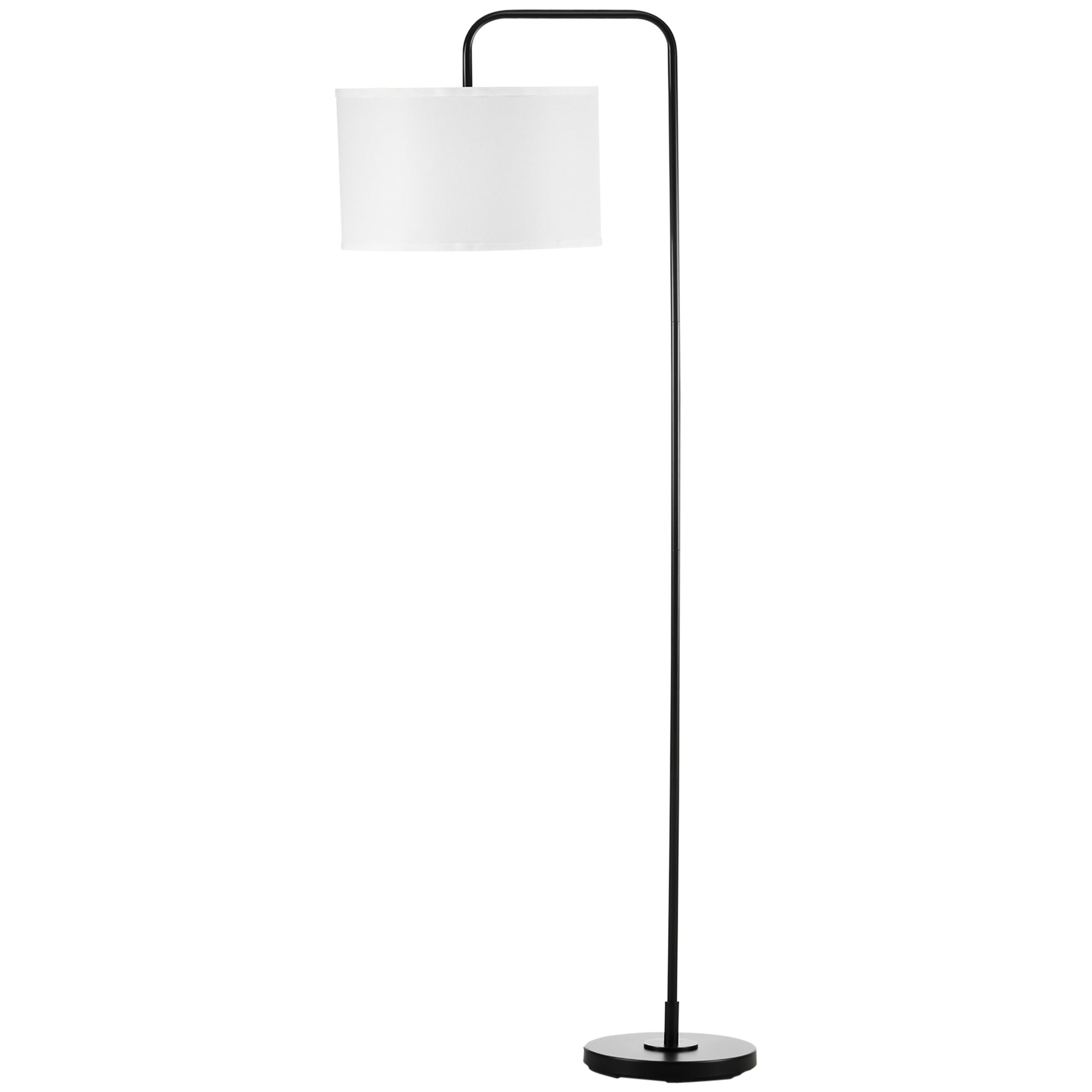 Lampadaire sur pied salon, lampe salon avec abat-jour en tissu effet lin, interrupteur à pied, lampe de lecture en métal, pour salon, chambre, bureau, noir et blanc