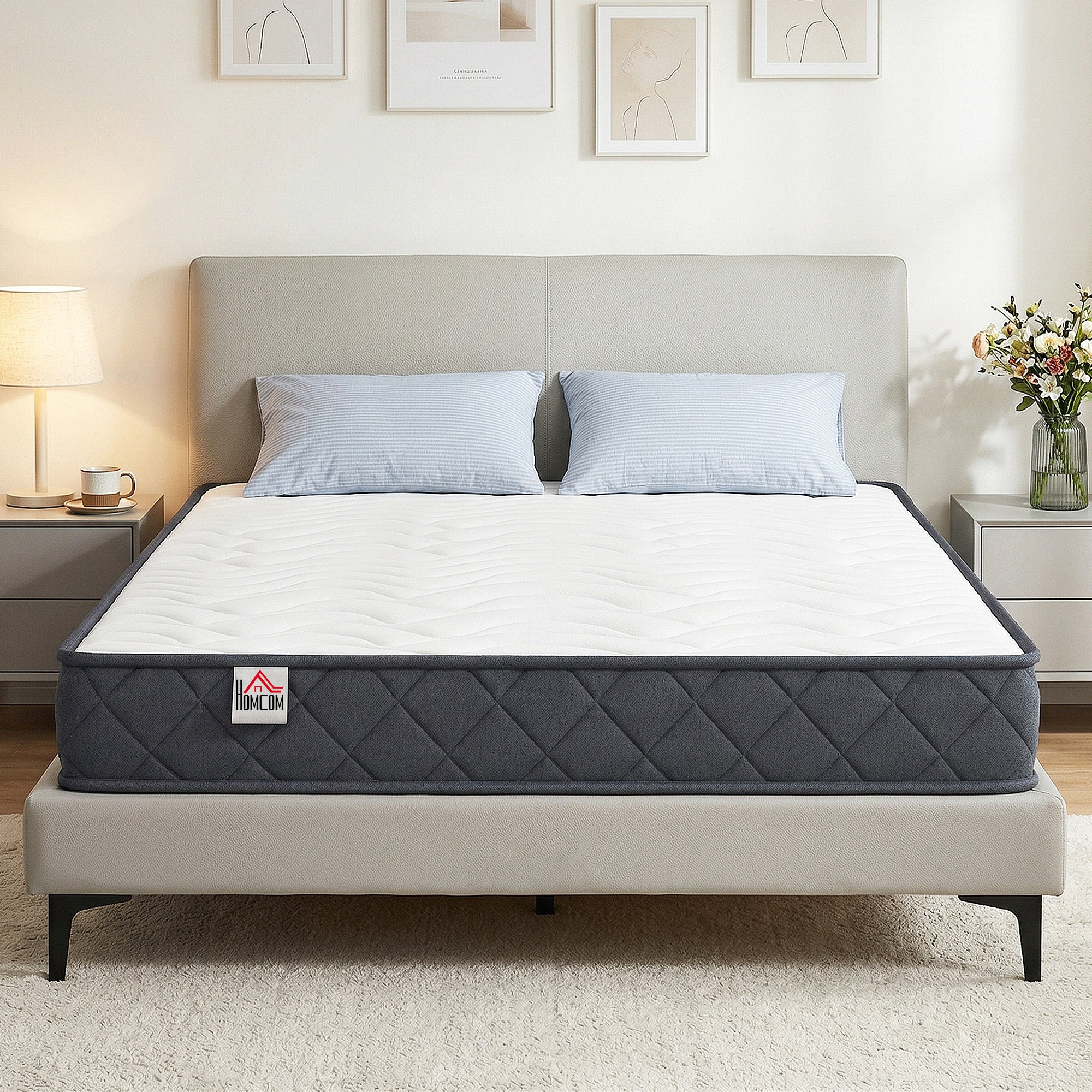 Matelas 140x190cm, Matelas 2 Personnes, Mousse à Mémoire de Forme, 20cm d'Épaisseur, Mousse Découpée en Vagues et Bords Renforcés, Certifié Oeko-Tex, Fermeté Moyenne