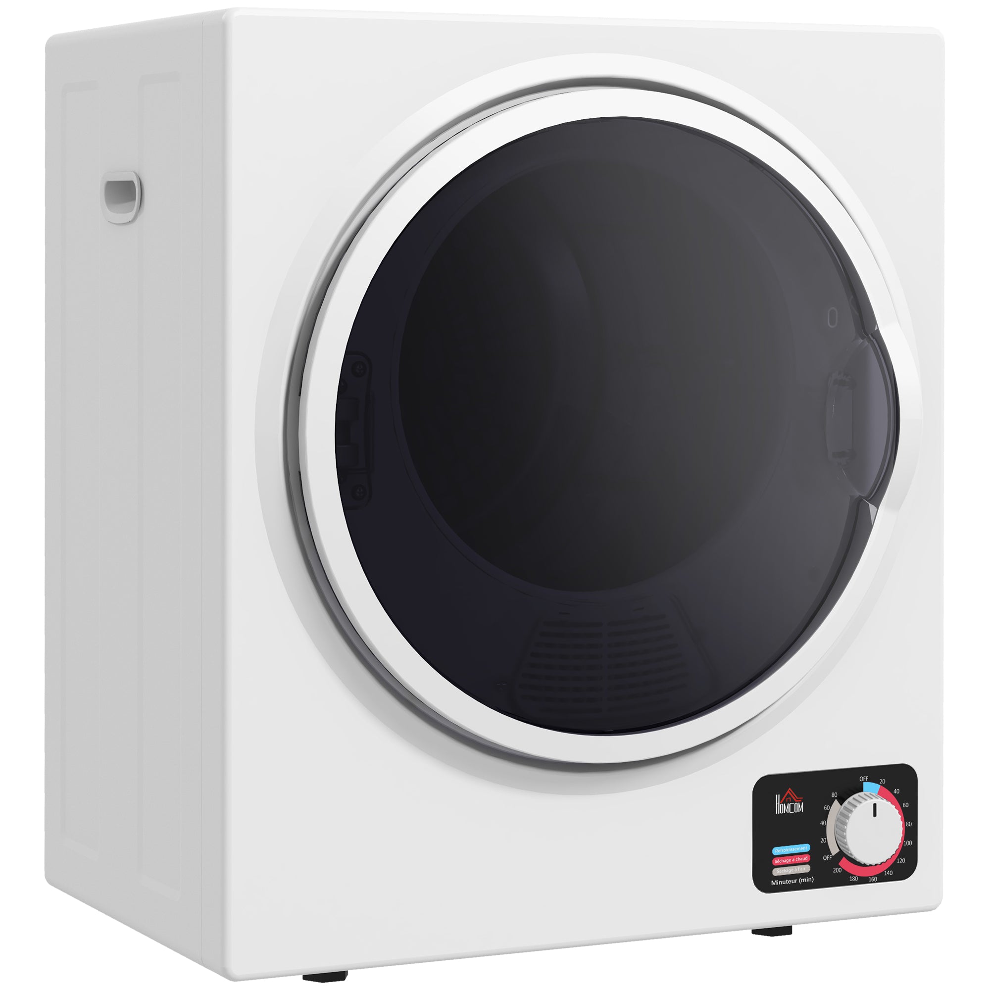 Sèche-linge à évacuation portable, sèche-linge électrique 850 W, 4 Kg, 4 modes de séchage, 2 niveaux de chauffage, cuve en acier inoxydable, installation murale, pour appartement dortoir, blanc