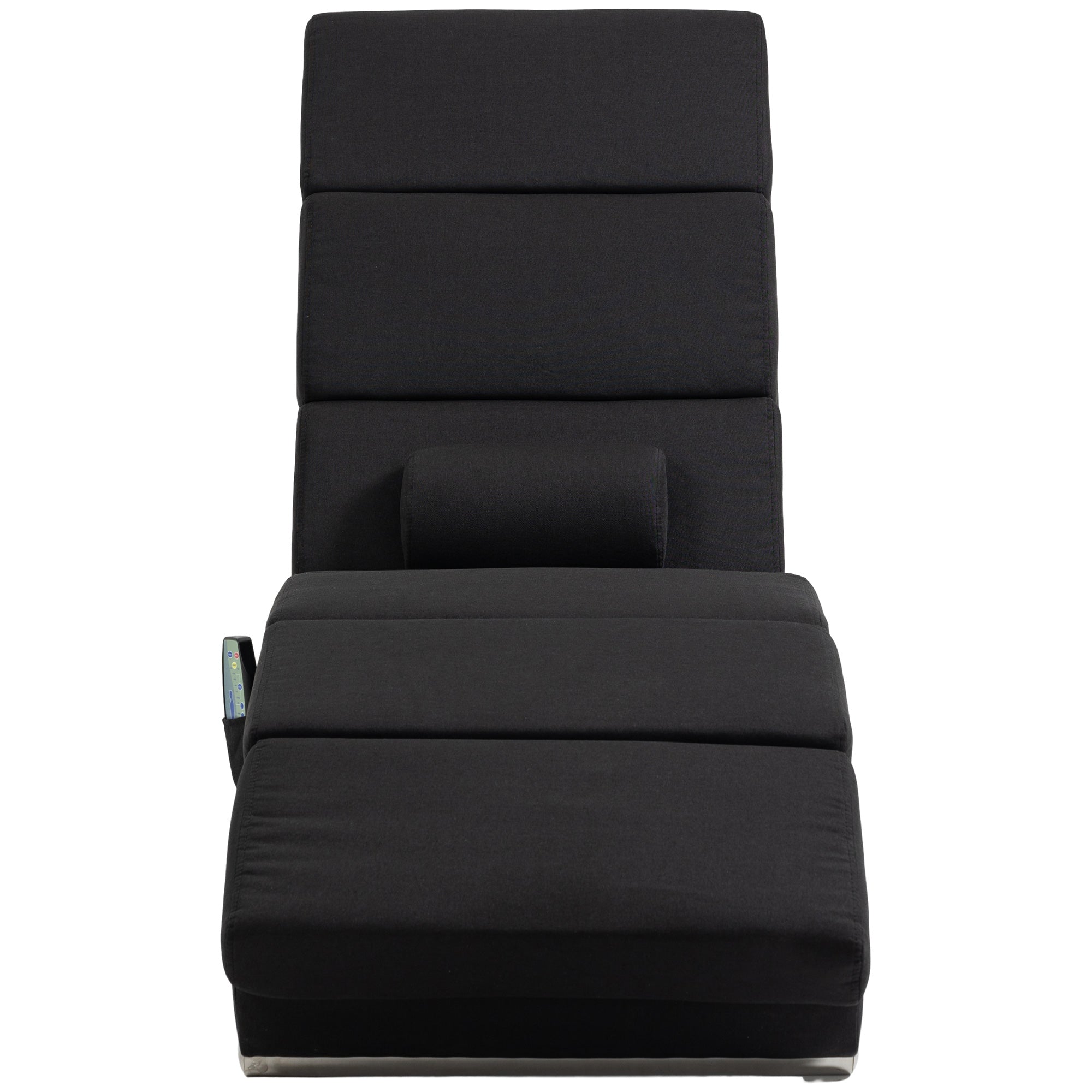 Fauteuil relax salon fauteuil de massage et chauffage meridienne chaise longue d'intérieur, avec télécommande et oreiller, chambre à coucher, salon, tissu effet lin noir