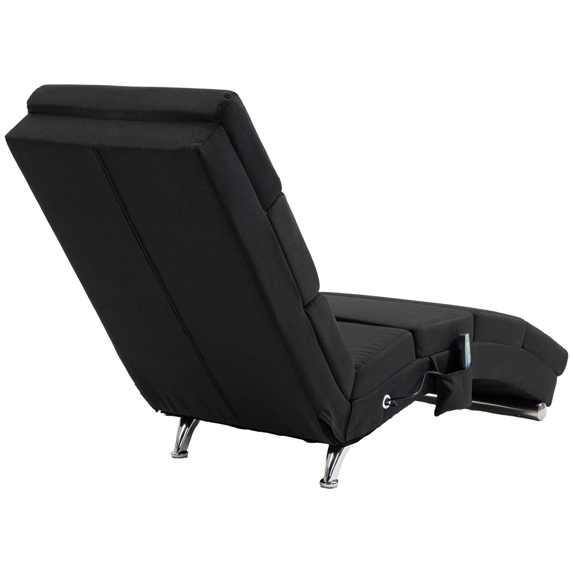 Fauteuil relax salon fauteuil de massage et chauffage meridienne chaise longue d'intérieur, avec télécommande et oreiller, chambre à coucher, salon, tissu effet lin noir