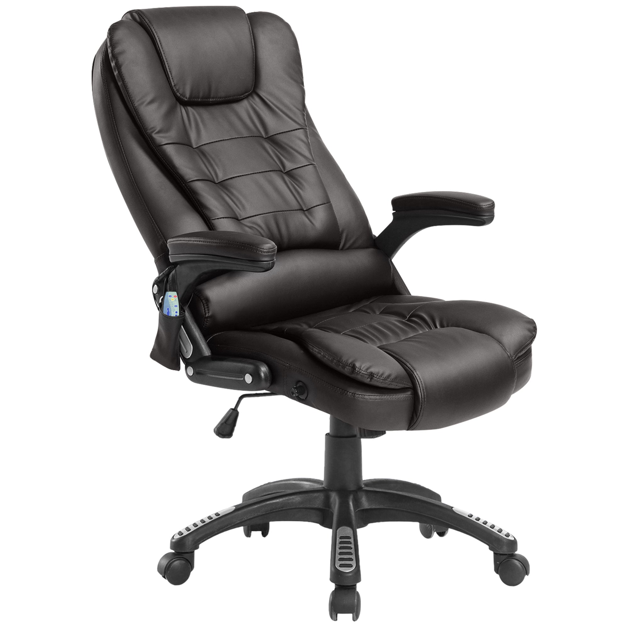 Fauteuil de bureau massant et chauffant électrique fauteuil bureau ergonomique revêtement synthétique brun