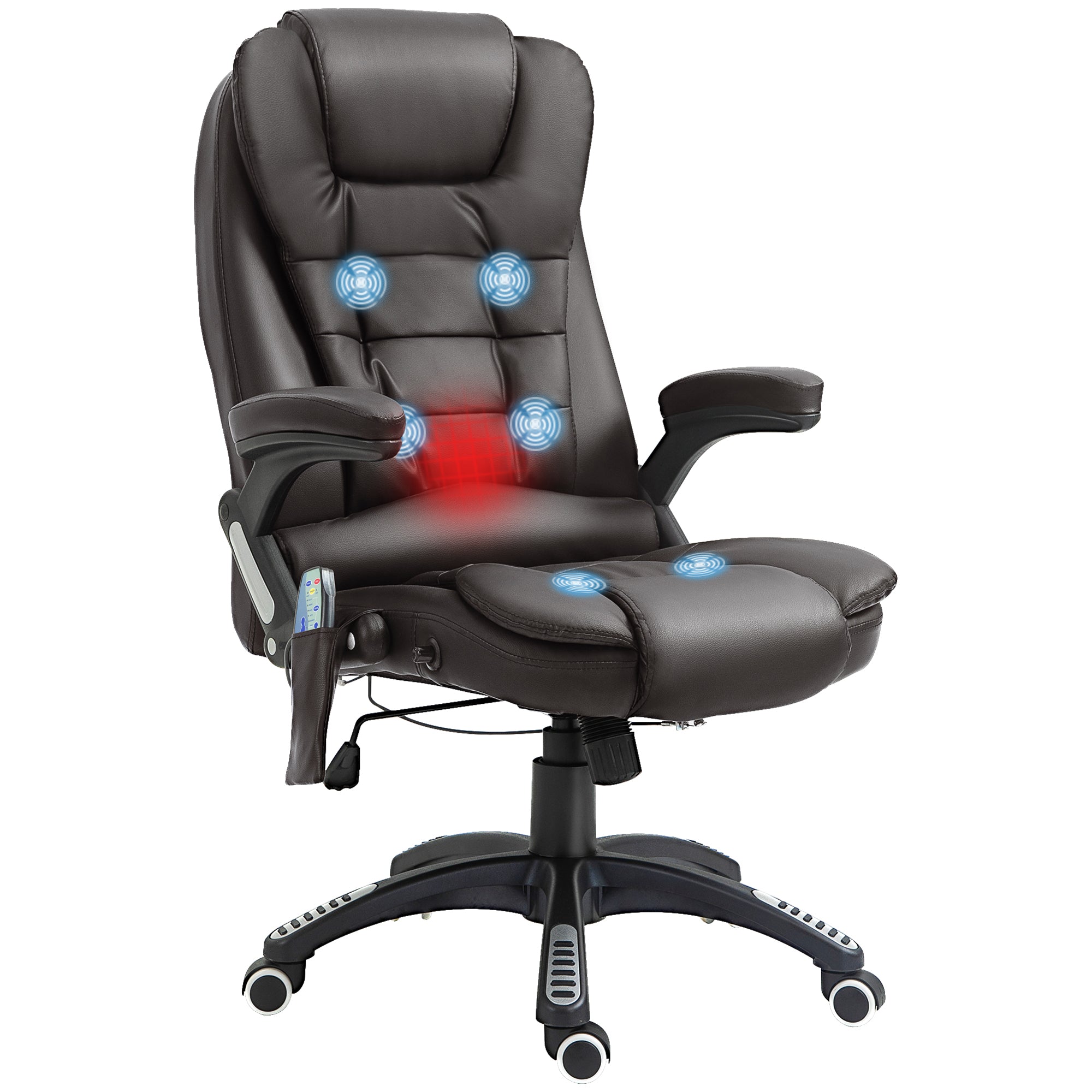 Fauteuil de bureau massant et chauffant électrique fauteuil bureau ergonomique revêtement synthétique brun