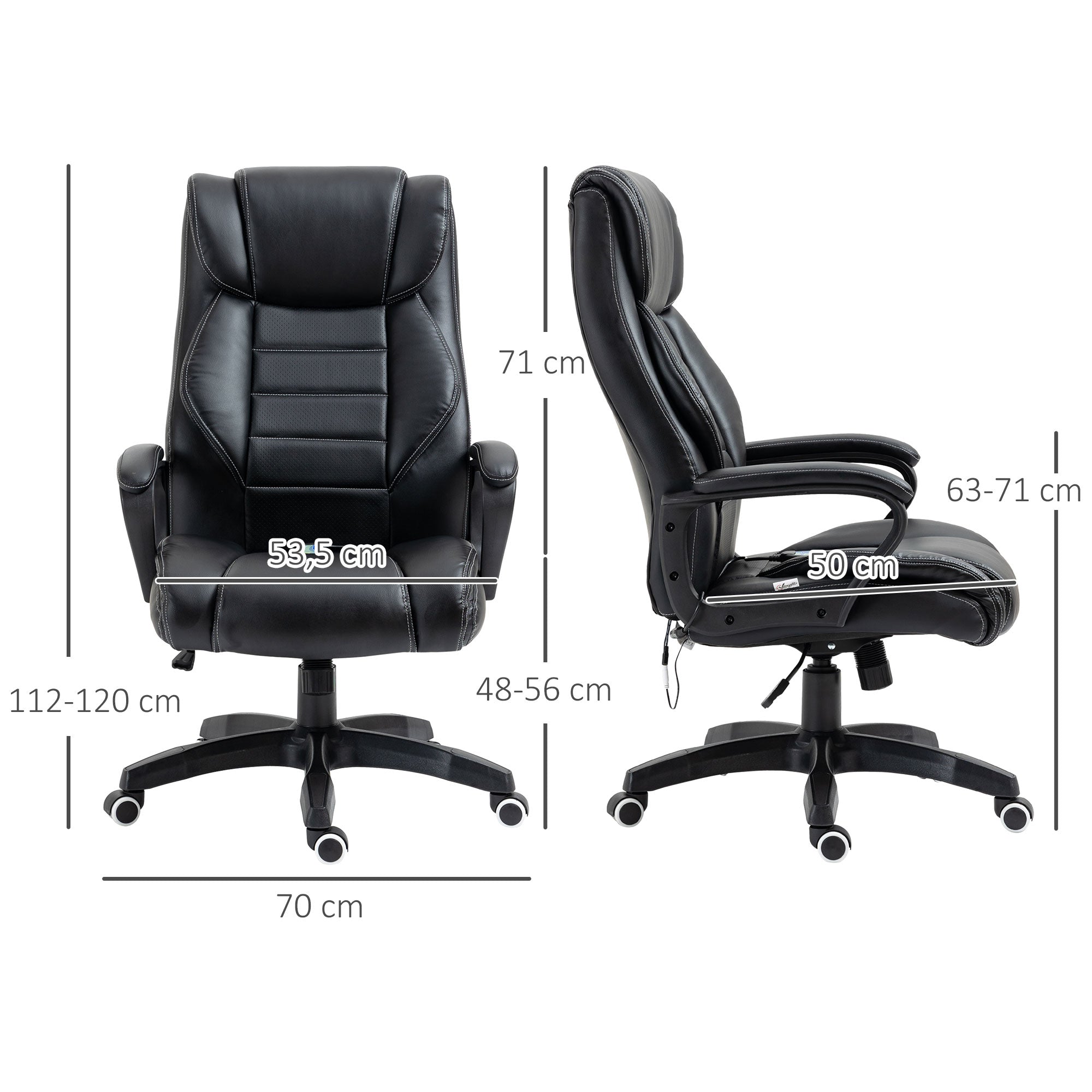 Fauteuil de bureau massant  fauteuil bureau ergonomique grand confort hauteur réglable fonction dossier à bascule revêtement synthétique noir