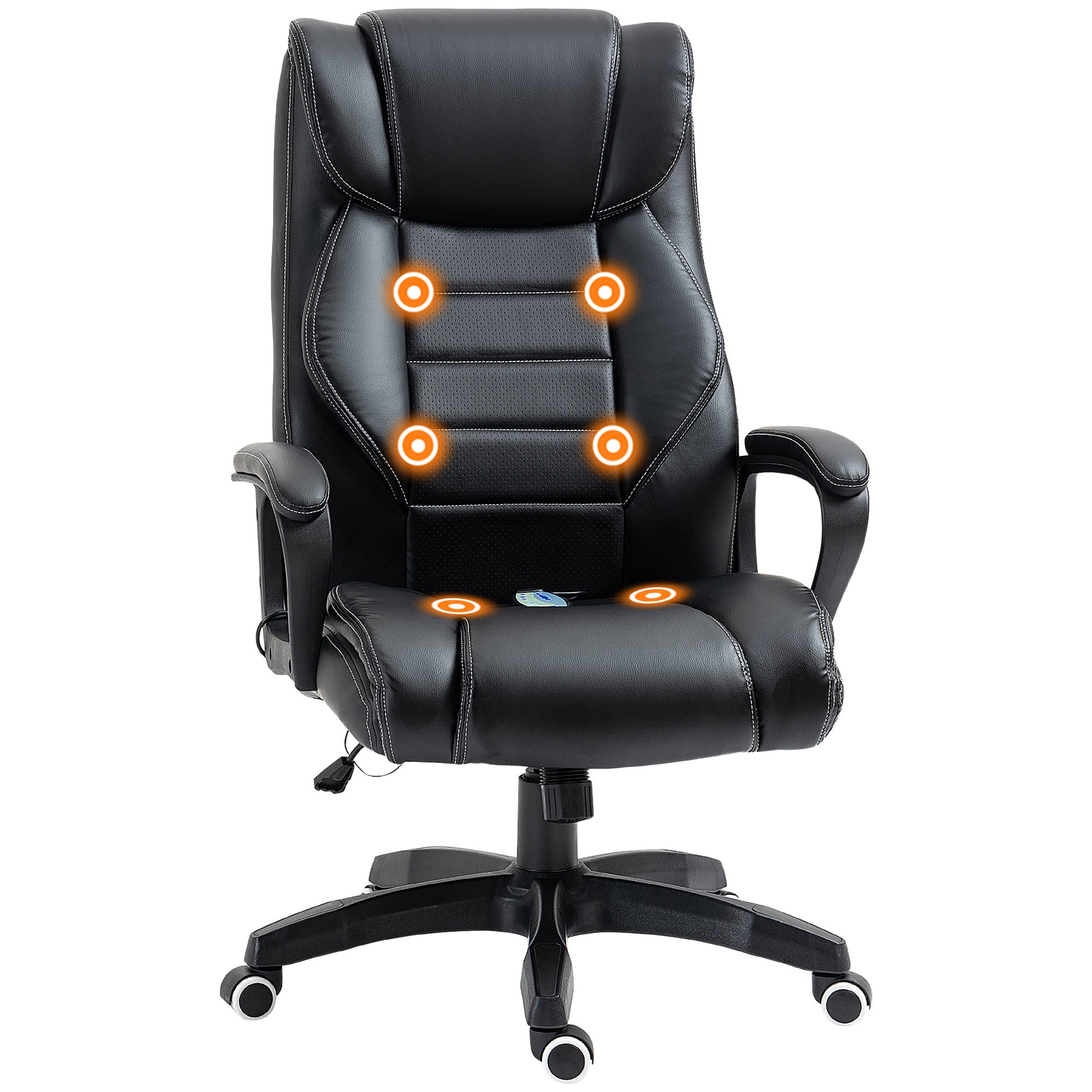 Fauteuil de bureau massant  fauteuil bureau ergonomique grand confort hauteur réglable fonction dossier à bascule revêtement synthétique noir