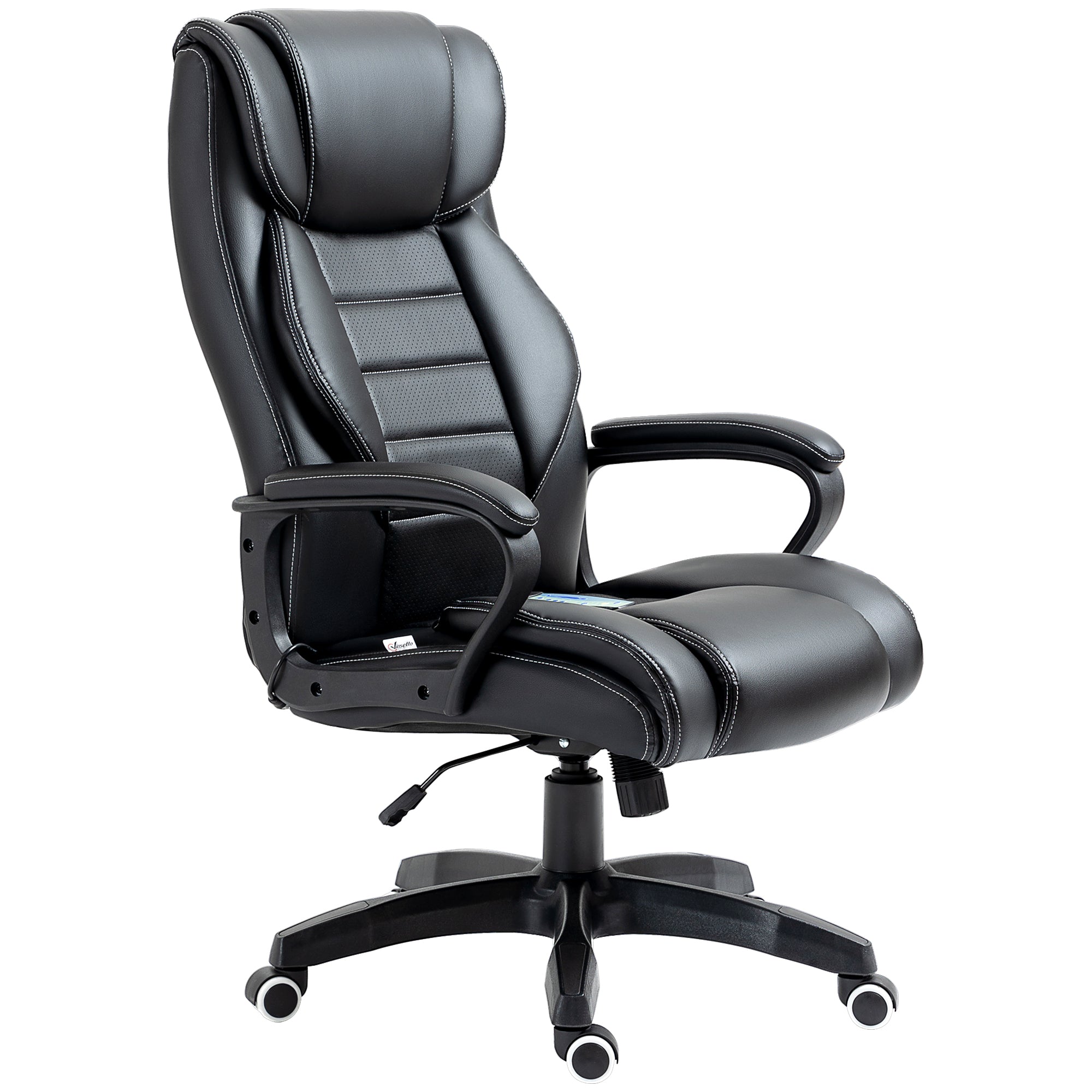 Fauteuil de bureau massant  fauteuil bureau ergonomique grand confort hauteur réglable fonction dossier à bascule revêtement synthétique noir