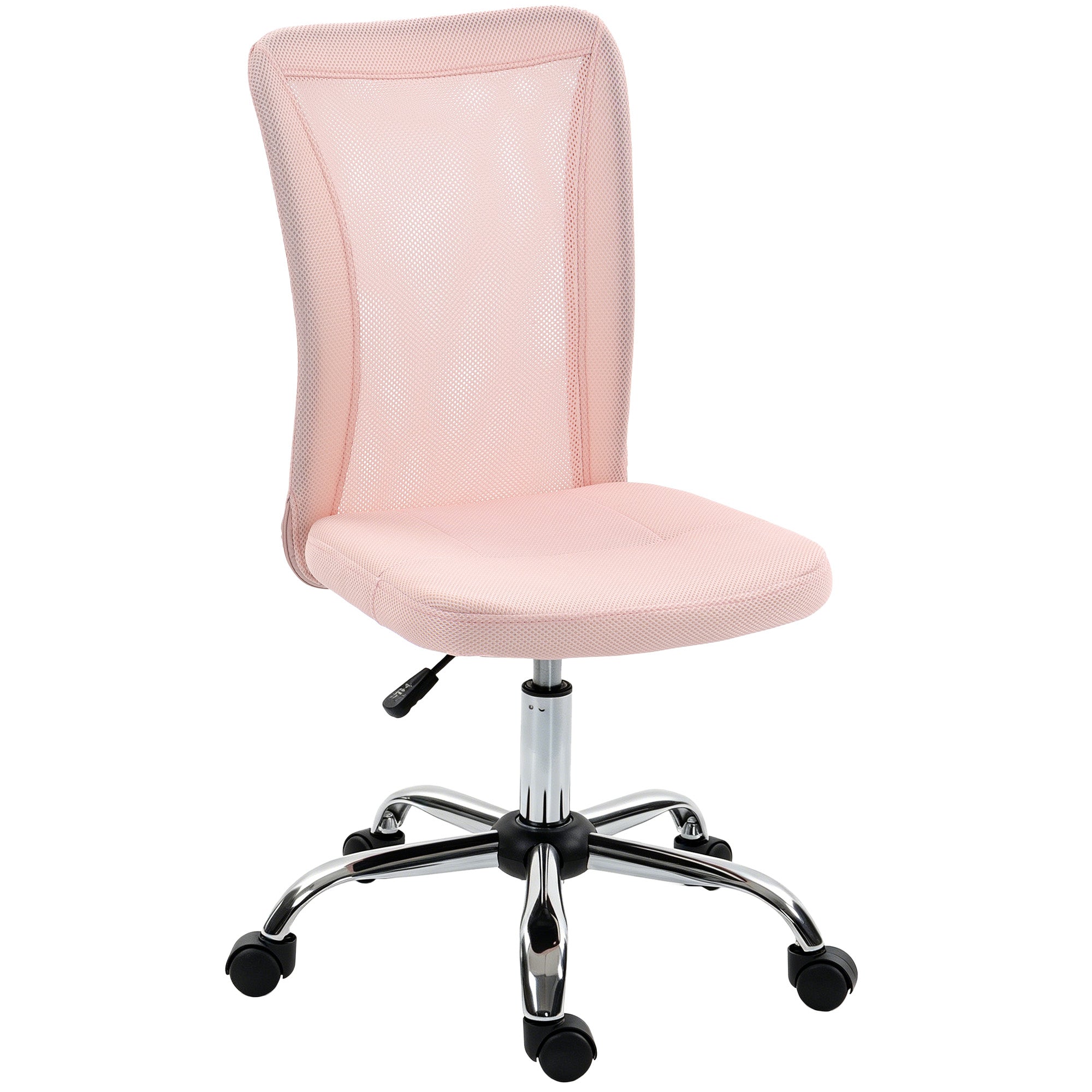 Chaise de bureau ergonomique fauteuil de bureau hauteur réglable piètement chromé pivotant 360° revêtement maille rose