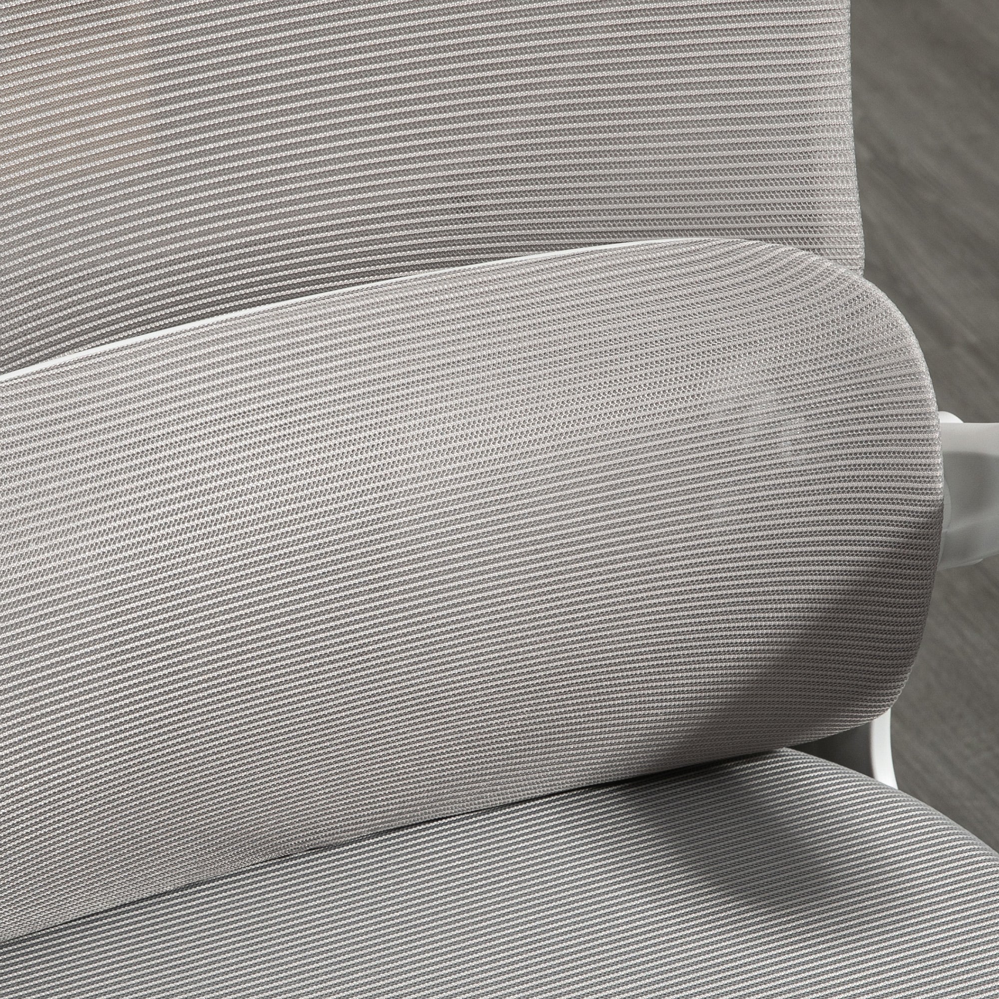 Fauteuil de bureau, chaise ergonomique, maille respirant, accoudoirs relevables, pivotant, appui-tête réglable et support lombaire, hauteur d'assise réglable, gris