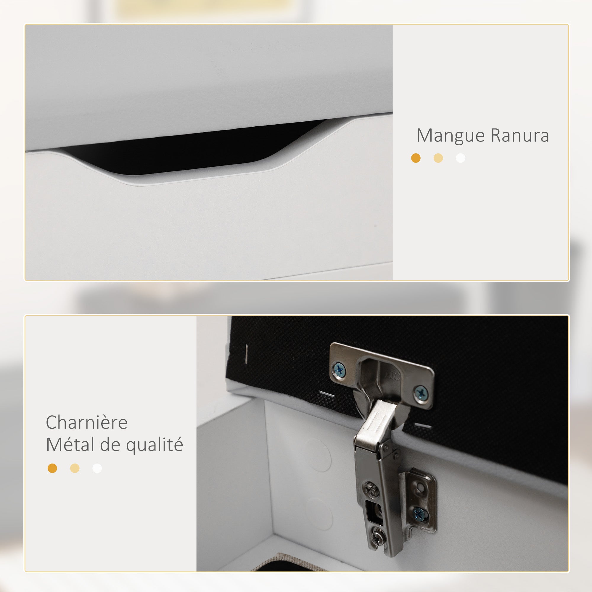 Meuble Chaussures Banc à Chaussures 2 Niveaux Rangement, Niche + Coffre intégré avec Coussin Blanc