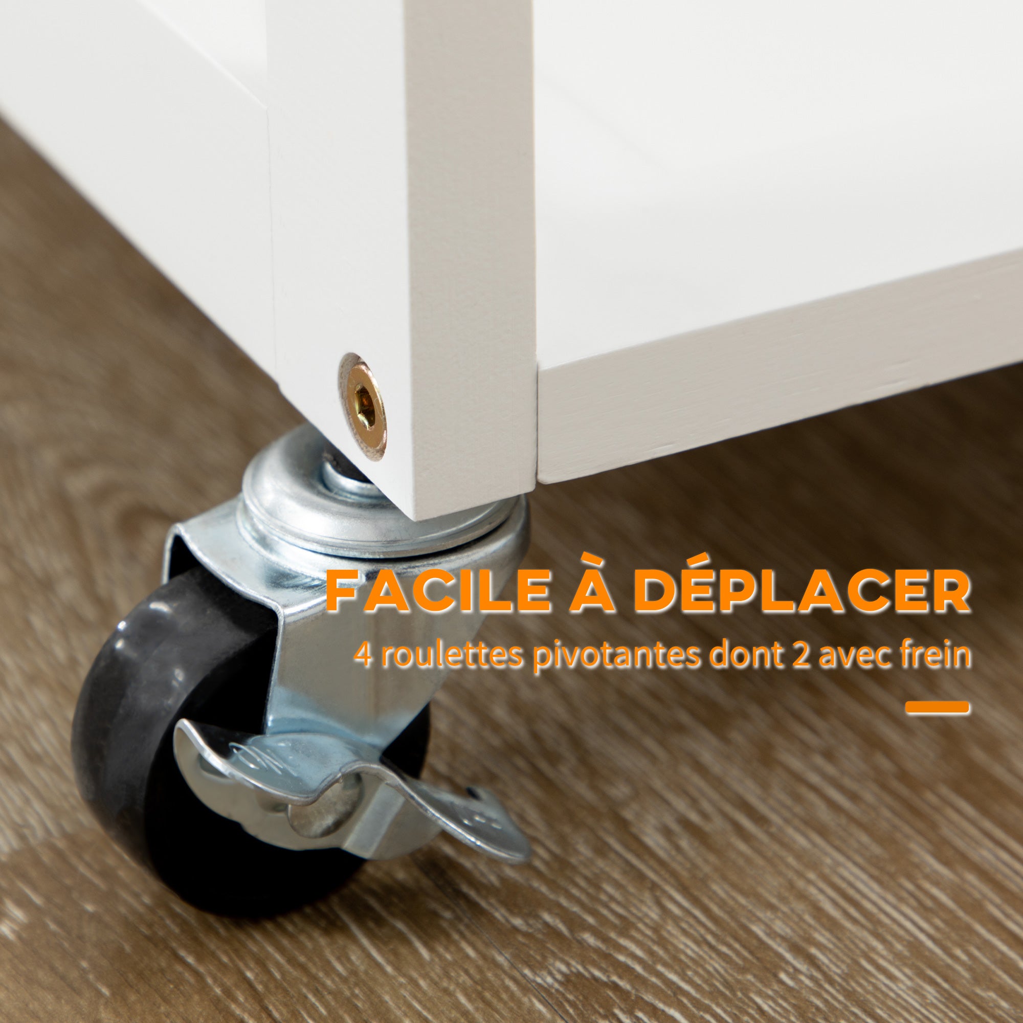 Ensemble table de bar chariot de cuisine table de cuisine pliante roulettes + 2 tabourets blanc et bois clair - 2 tiroirs et porte-torchons