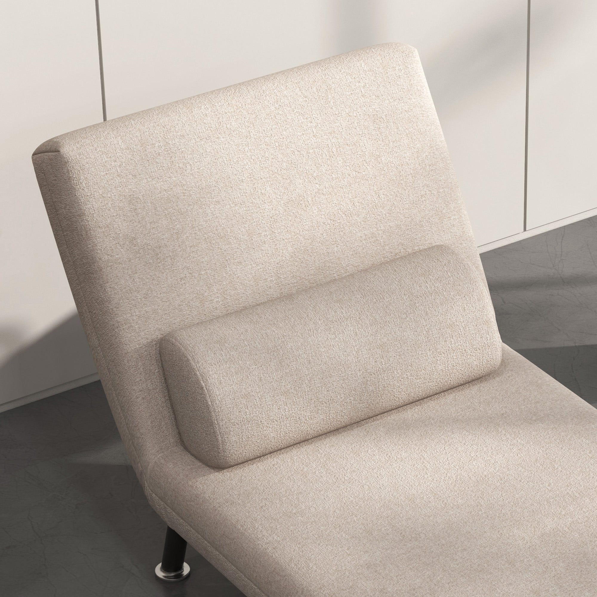 Fauteuil convertible 1 place chauffeuse 3 en 1 fauteuil lit avec dossier réglable en 5 positions, coussin inclus, canapé-lit 1 place pour invités, salon, charge 150 kg beige