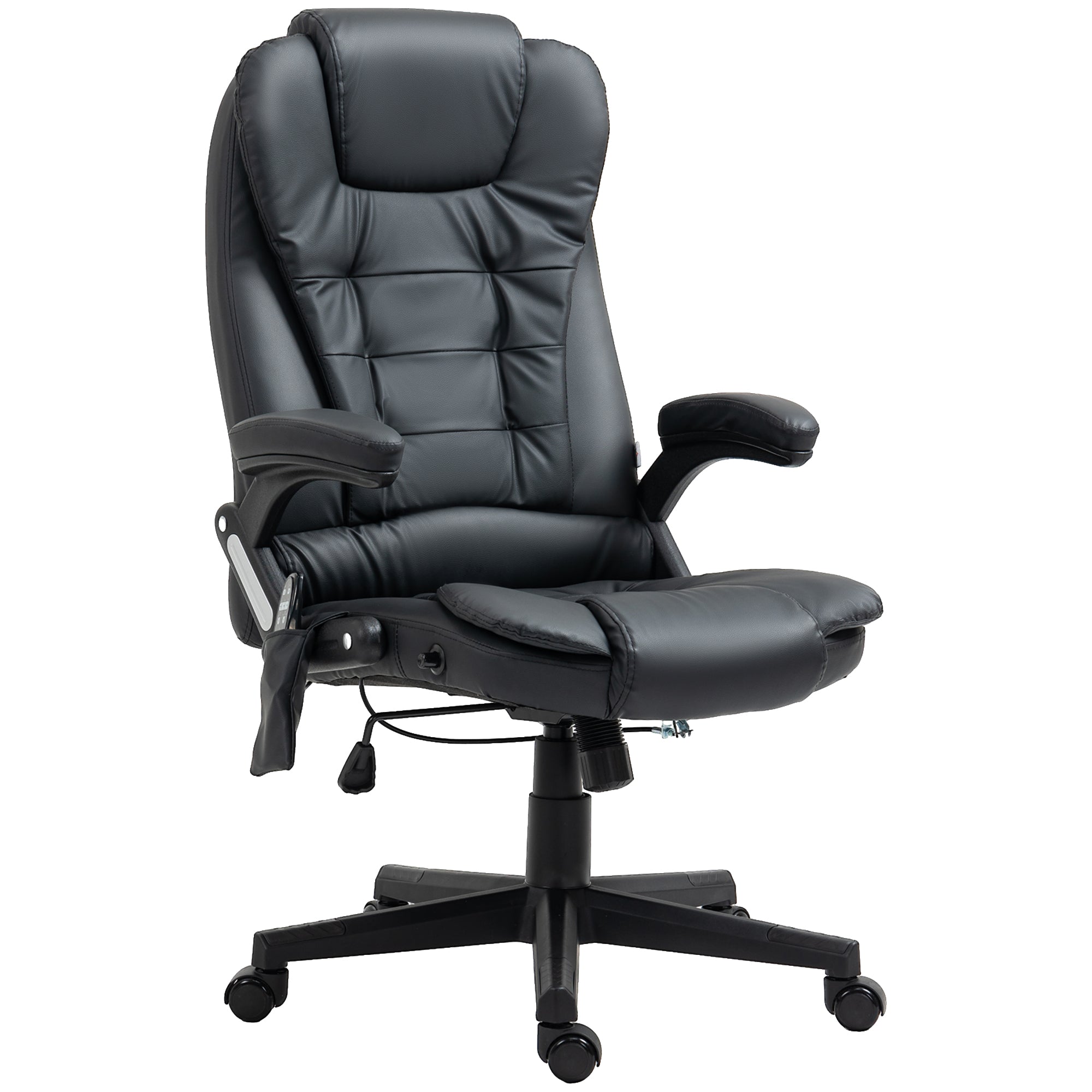 Fauteuil de bureau massant et chauffant électrique fauteuil bureau ergonomique revêtement synthétique noir