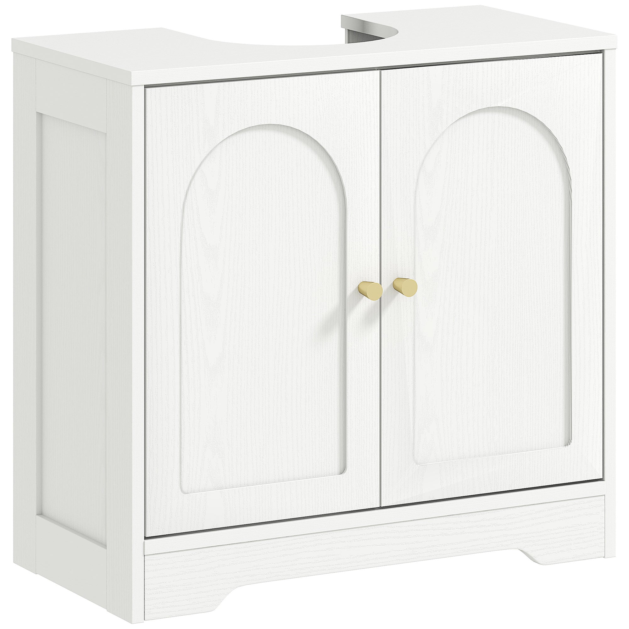 Meuble sous lavabo salle de bain meuble sous vasque armoire de rangement pour lavabo - placard à portes et étagère réglable, pour bassin avec ou sans pédestal, 60 x 30 x 65 cm, blanc