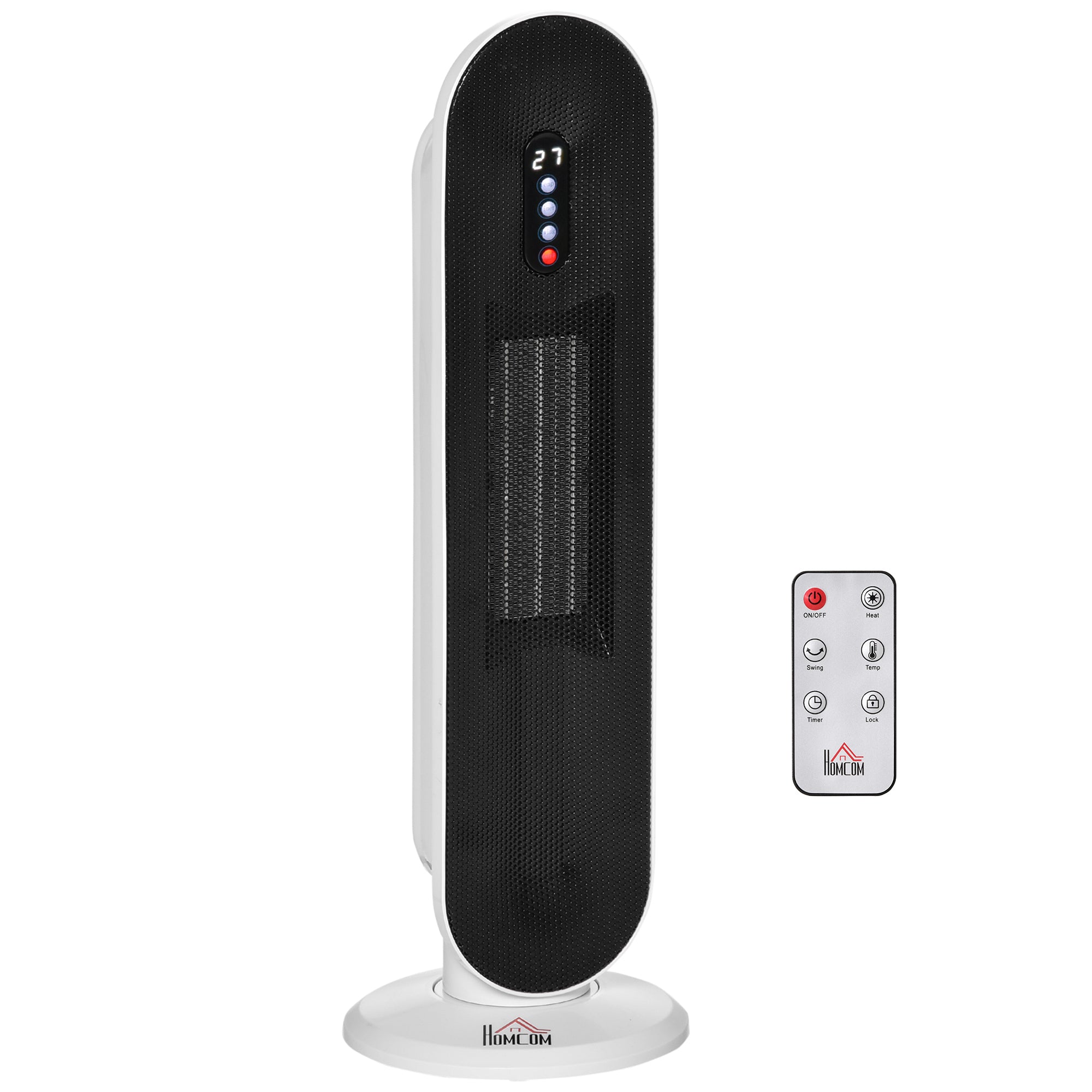 Radiateur électrique Chauffage soufflant oscillant 45° minuterie 24H 1200/2000 W - céramique PTC - télécommande incluse - chauffage d'appoint protection contre renversement et surchauffe noir