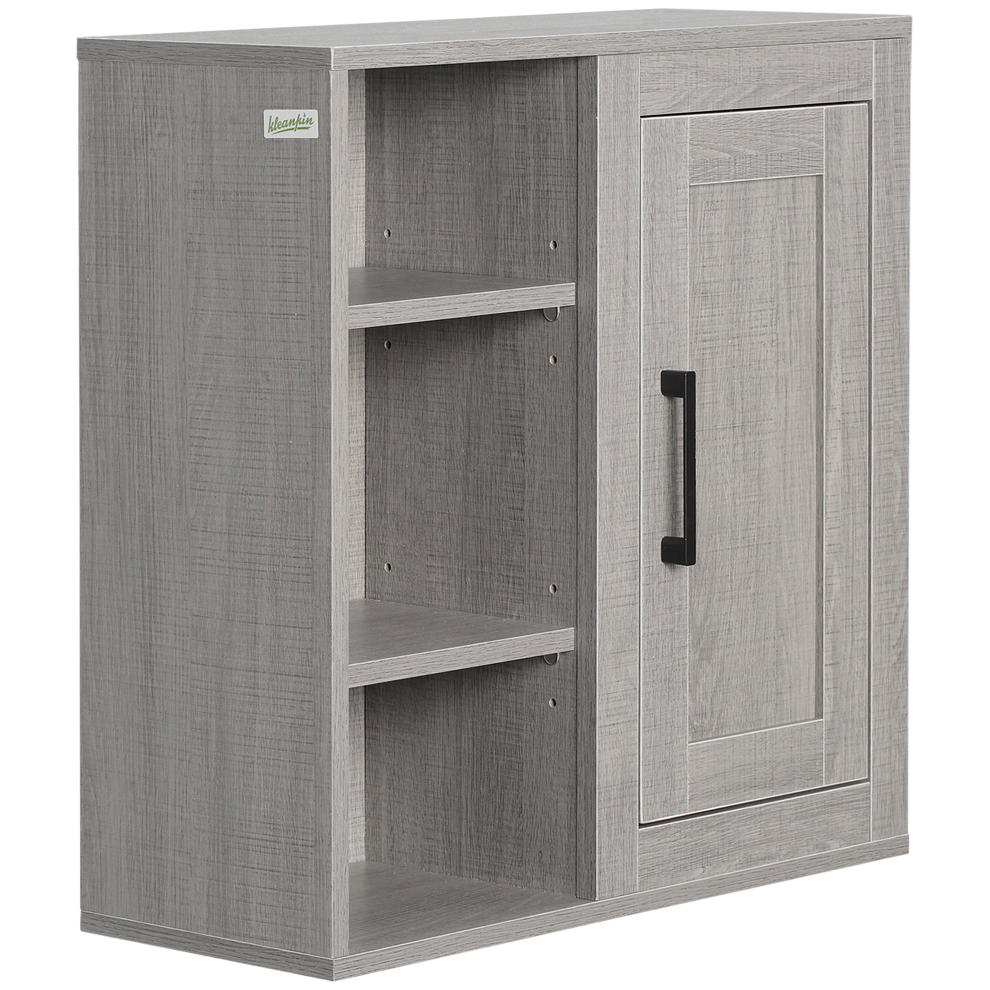 Meuble Mural Meuble de Rangement Suspendu Armoire Murale pour Salle de Bains Placard de Rangement Armoire de Toilette avec étagères et Une Porte - 48 x 20 x 50 cm - Gris