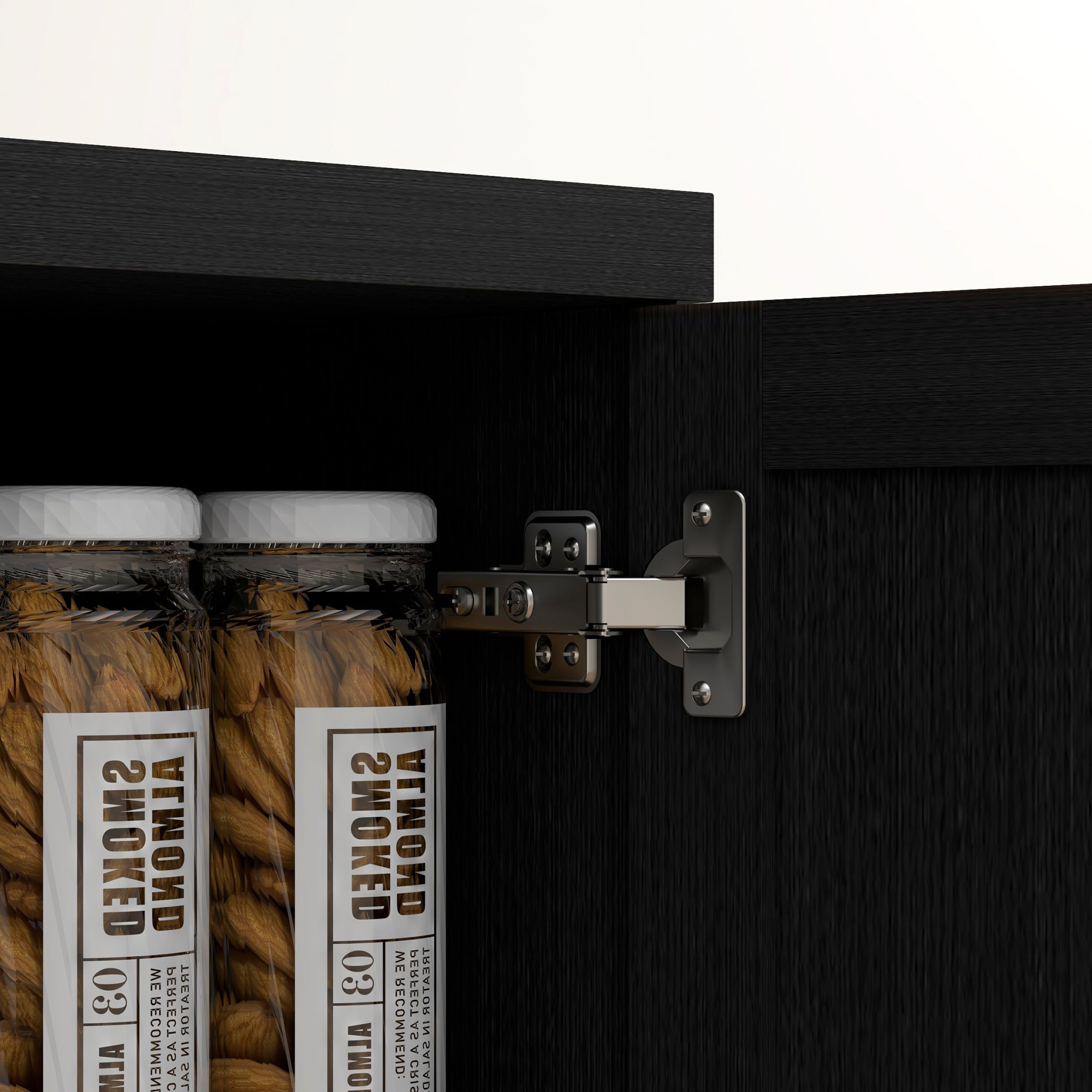 Buffet cuisine, meuble cuisine rangement, meuble de rangement, vaisselier moderne avec double porte et 2 étagères réglables, pour salle à manger, salon, 60 x 40 x 160 cm, noir