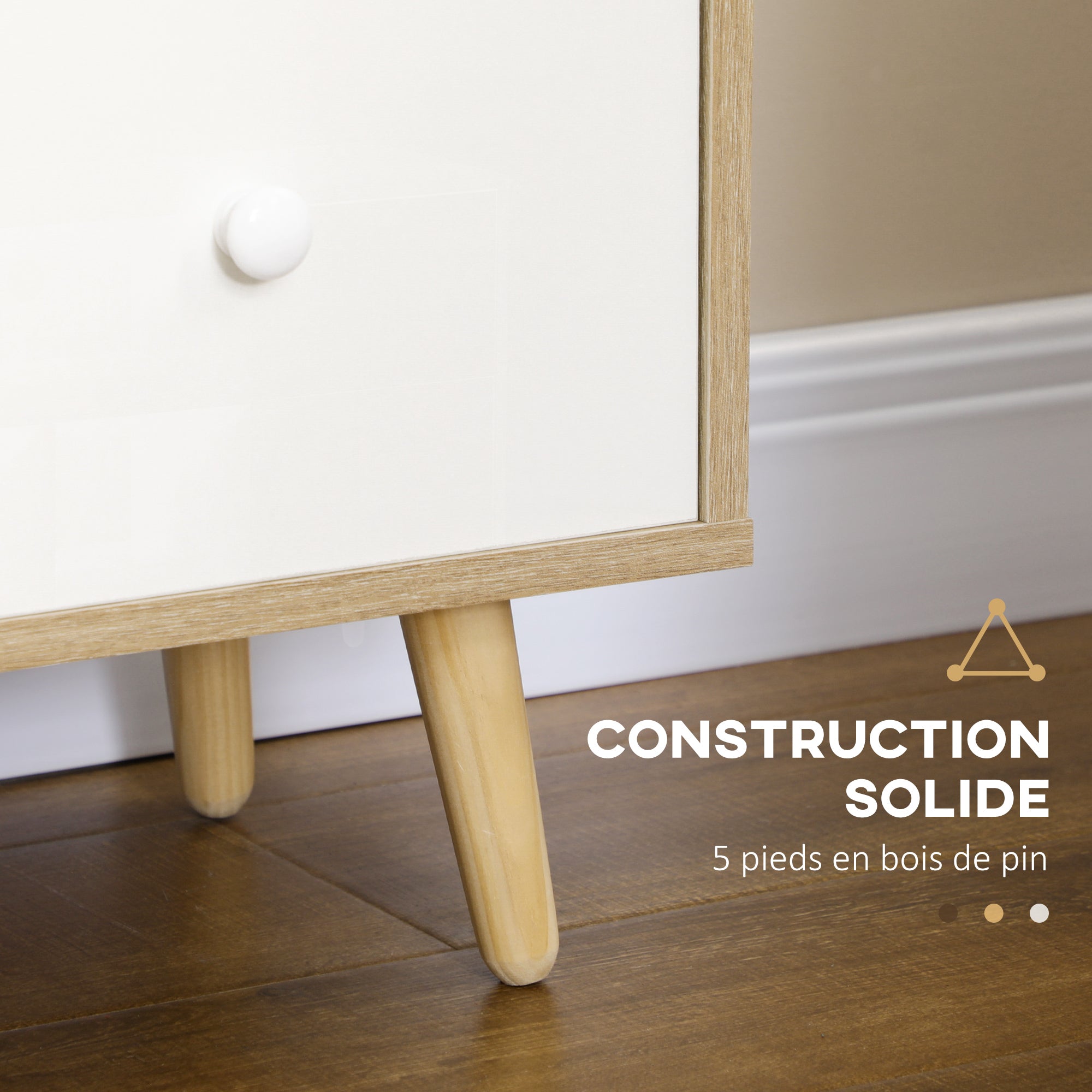 Meuble TV banc TV pour télévision jusqu'à 45 pouces pieds en bois massif style scandinave 3 niches 1 placard avec porte et 2 tiroirs 120 x 30 x 60 cm