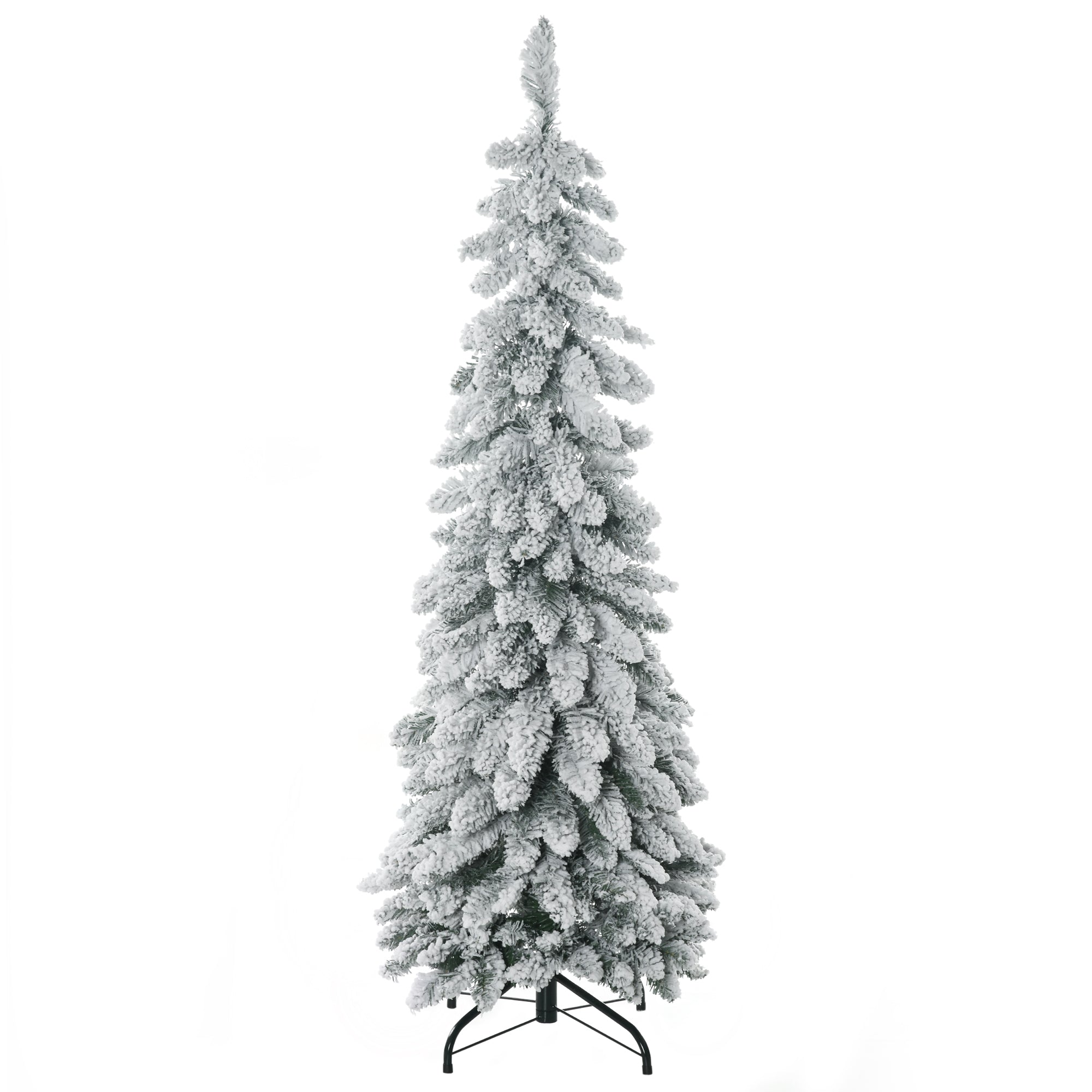 Arbre de Noël artificiel 135 cm sapin de Noël avec support en acier 253 branches enneigées socle pliable  vert