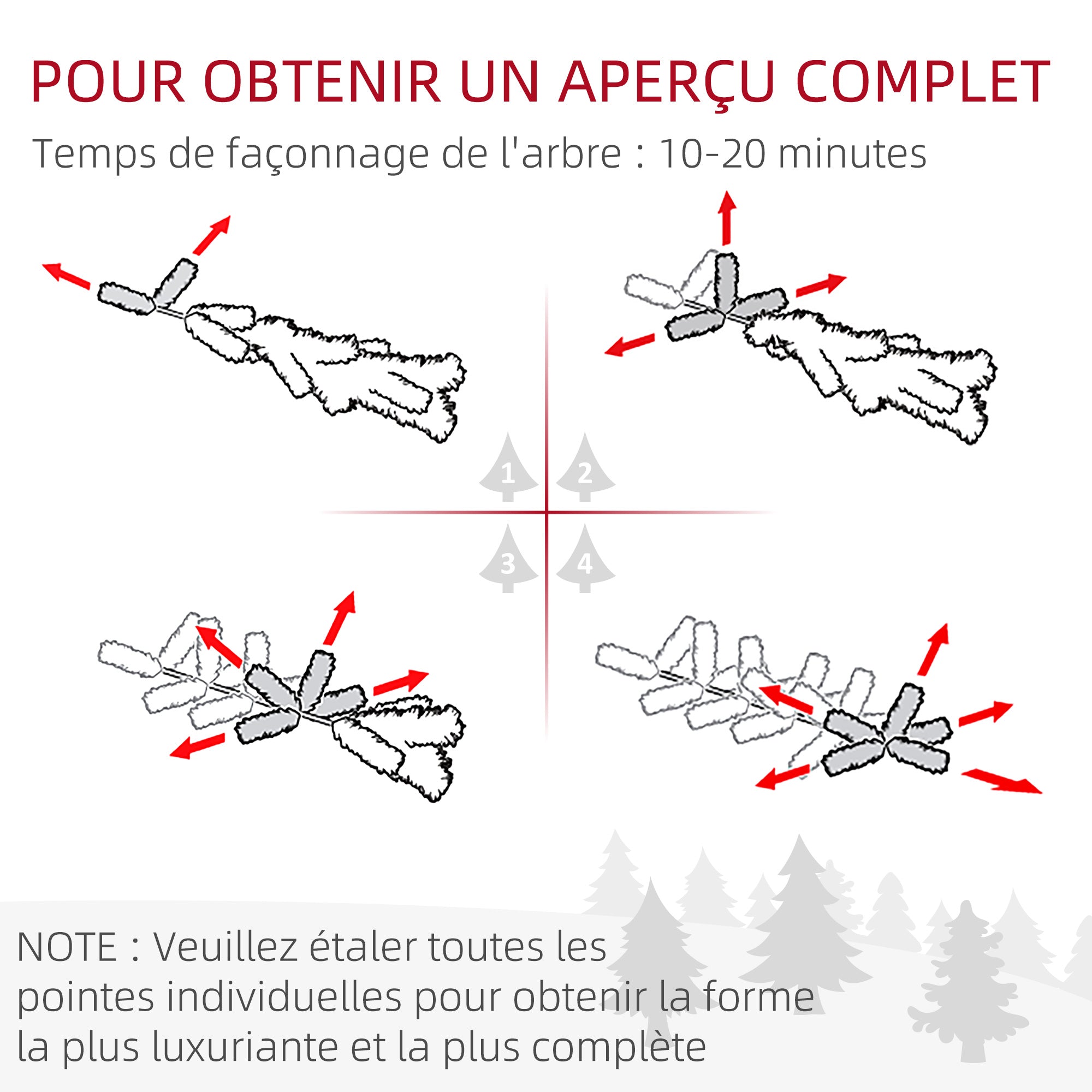 Arbre de Noël artificiel 135 cm sapin de Noël avec support en acier 253 branches enneigées socle pliable  vert