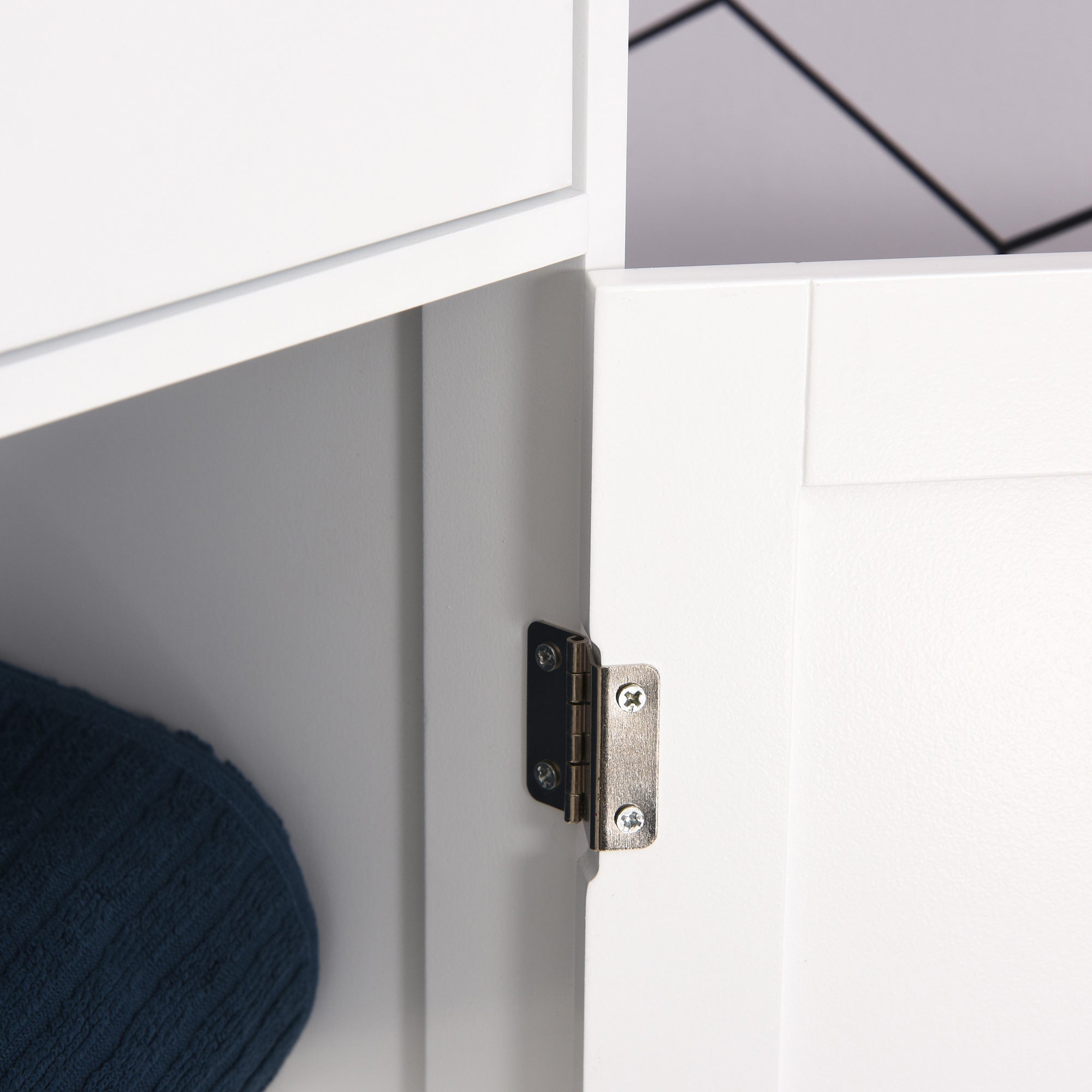 Meuble Colonne de Salle de Bain Placard Porte Acrylique 2 étagères Placard Porte 1 étagère tiroir MDF Blanc