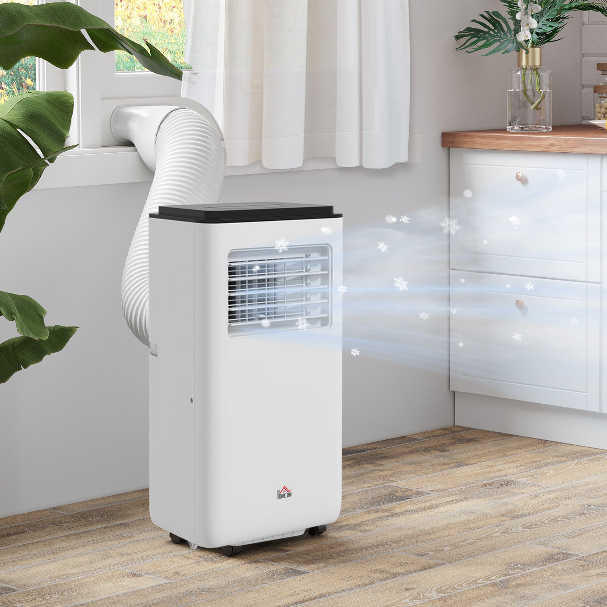 Climatiseur mobile 7000BTU 2kW, climatiseur portable 5 en 1 refroidissement, déshumidificateur, ventilateur, auto, mode nuit, télécommande, 2 vitesses, minuteur 24H, écran LED, 25m², classe A